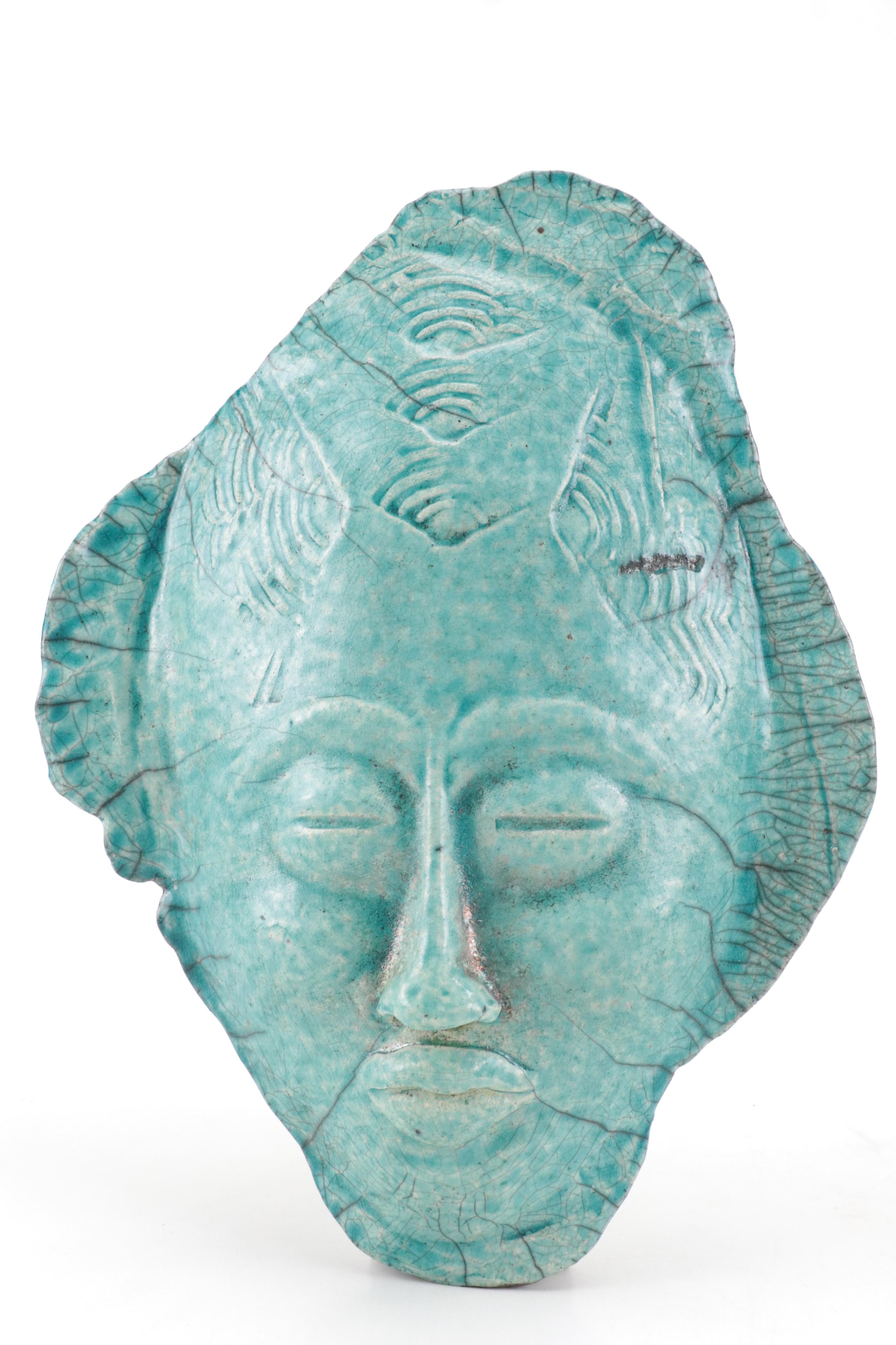 Diane Braben Pasley Ceramic Mask with Metal Buddha Silhouette