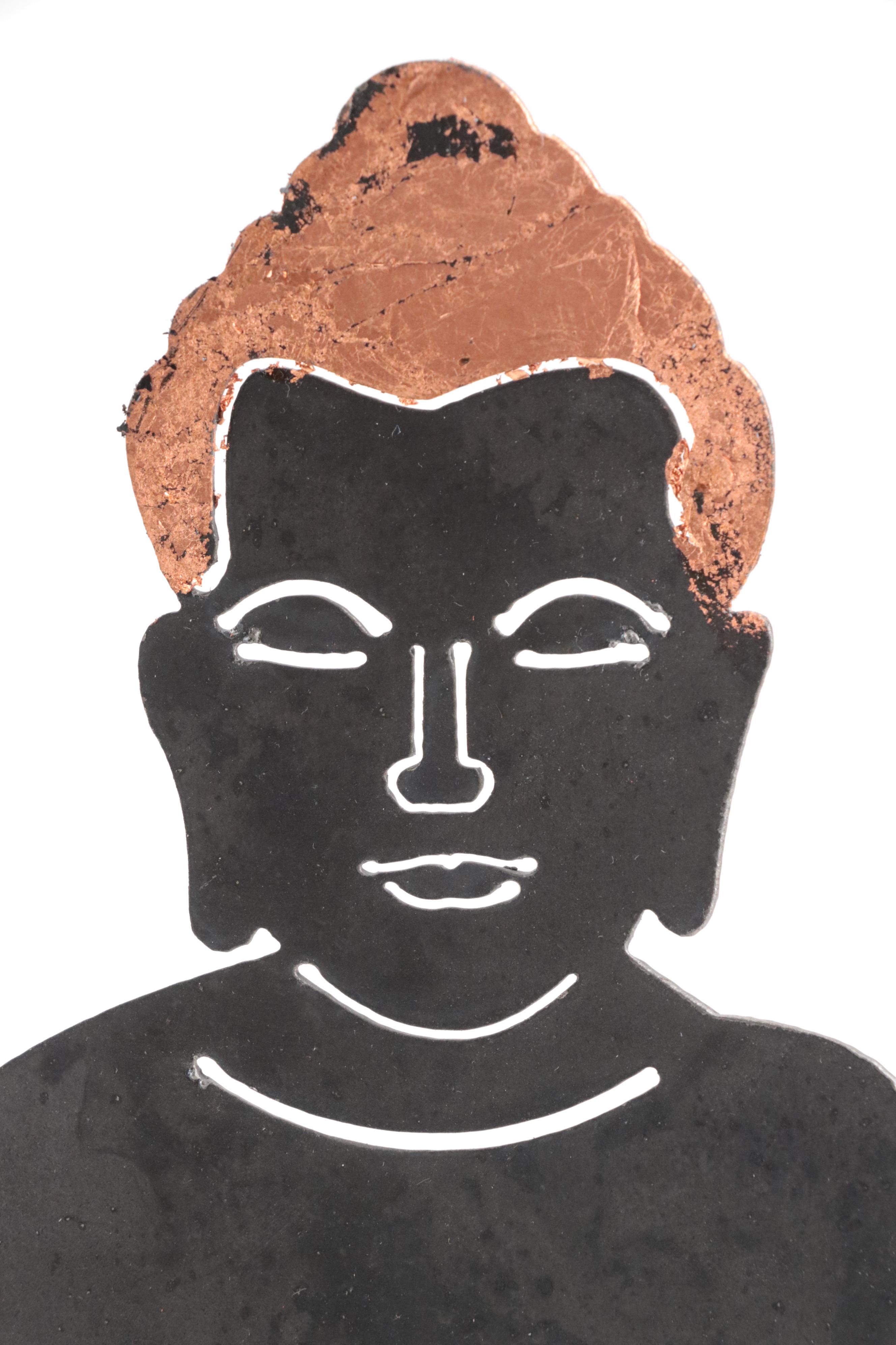 Diane Braben Pasley Ceramic Mask with Metal Buddha Silhouette