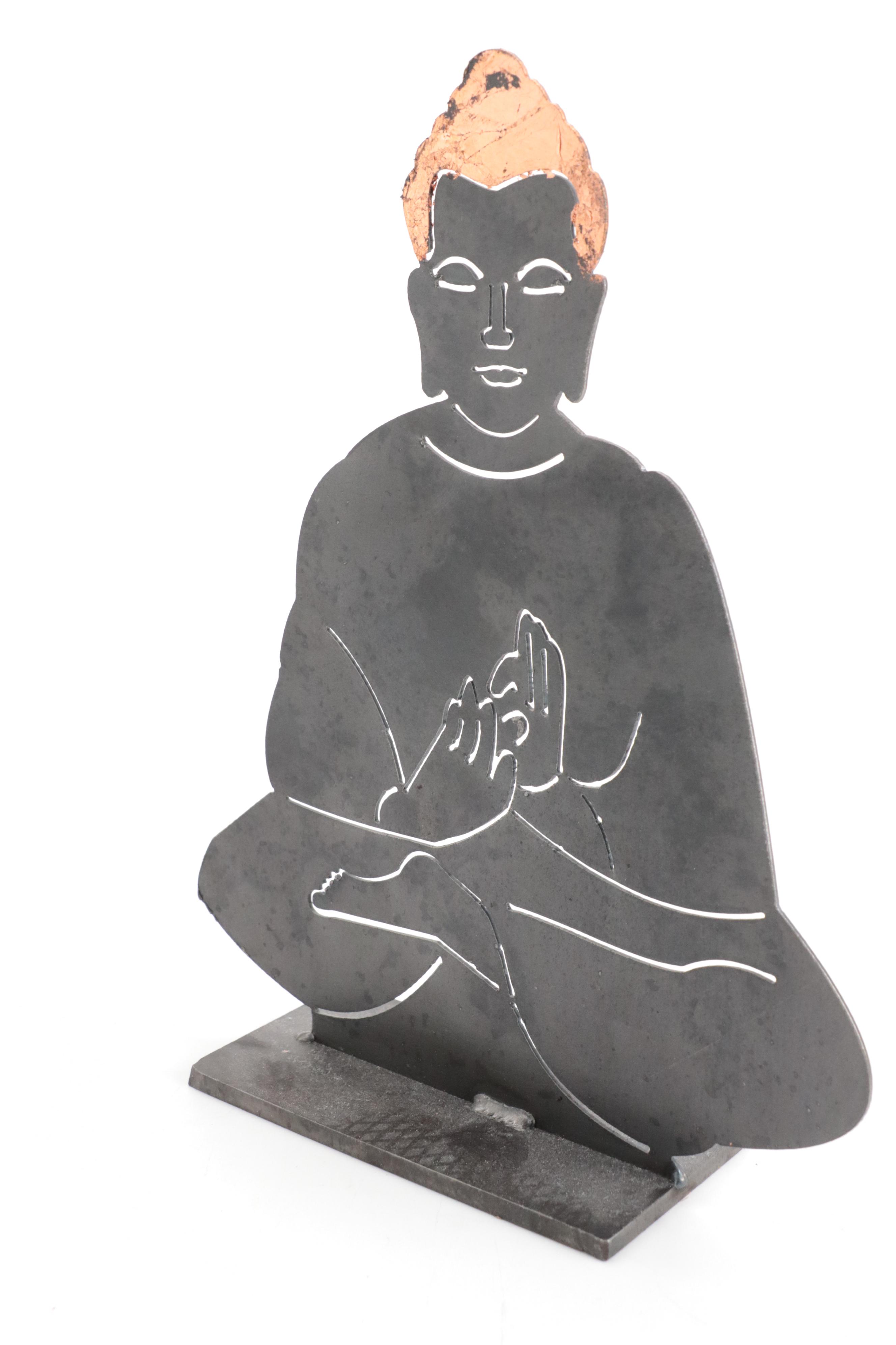 Diane Braben Pasley Ceramic Mask with Metal Buddha Silhouette
