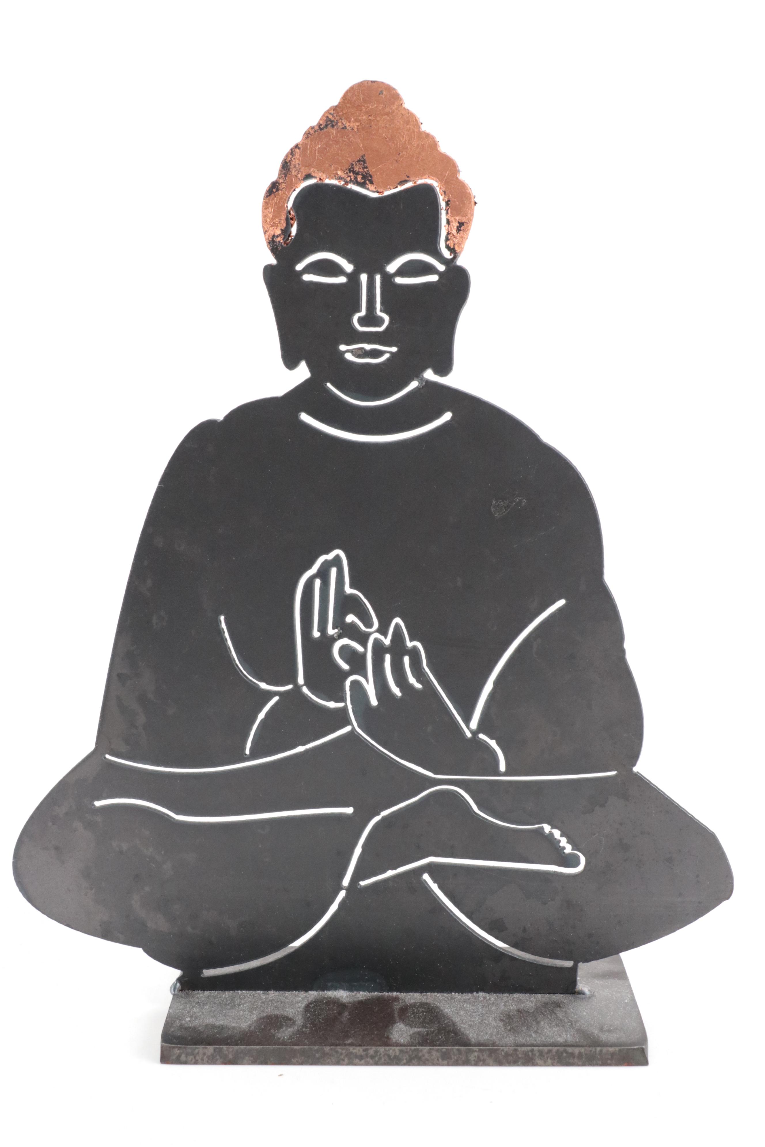 Diane Braben Pasley Ceramic Mask with Metal Buddha Silhouette