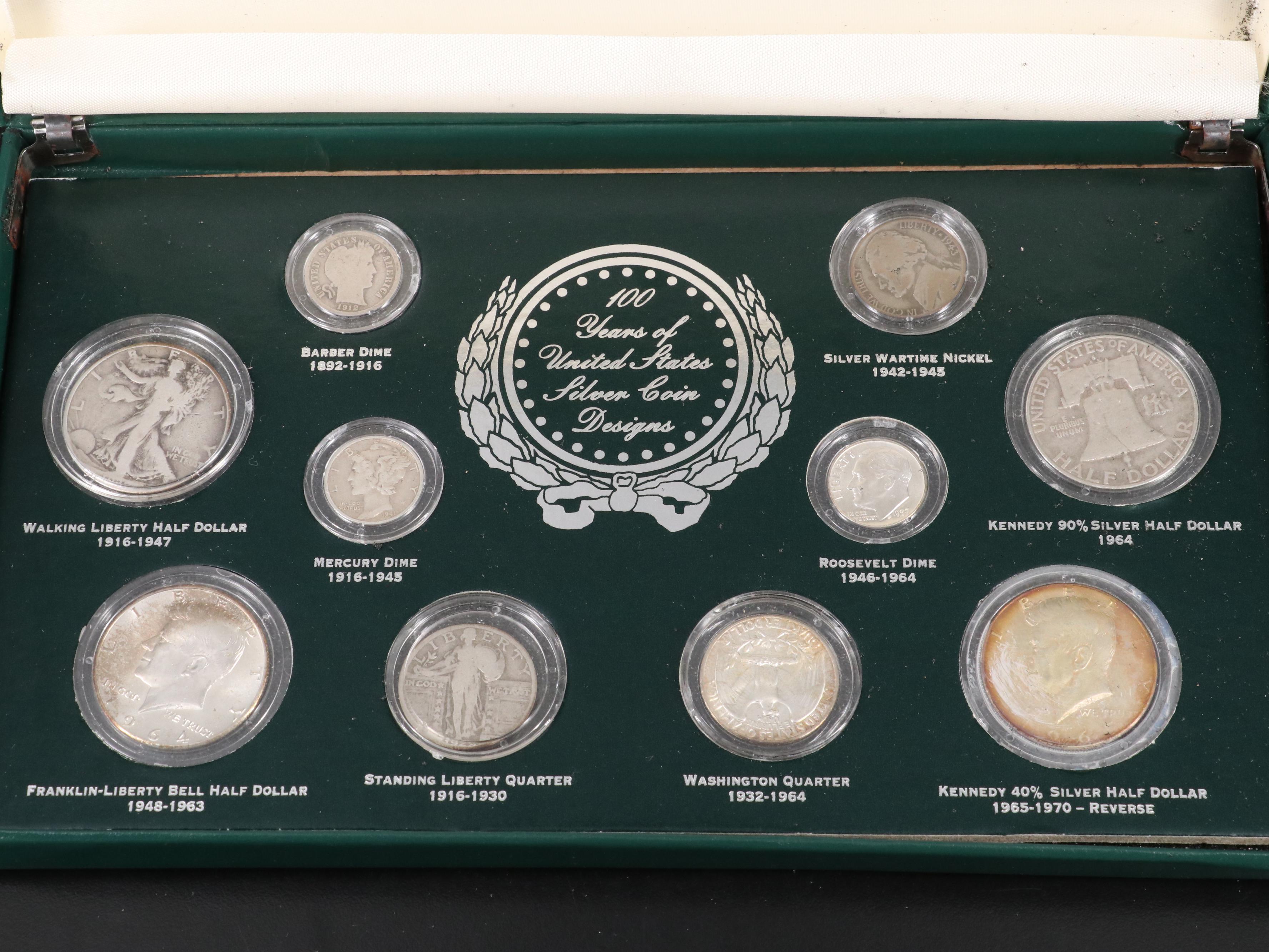 Set of Ten Silver U.S. Coins From the Last 100 Years and Two Others