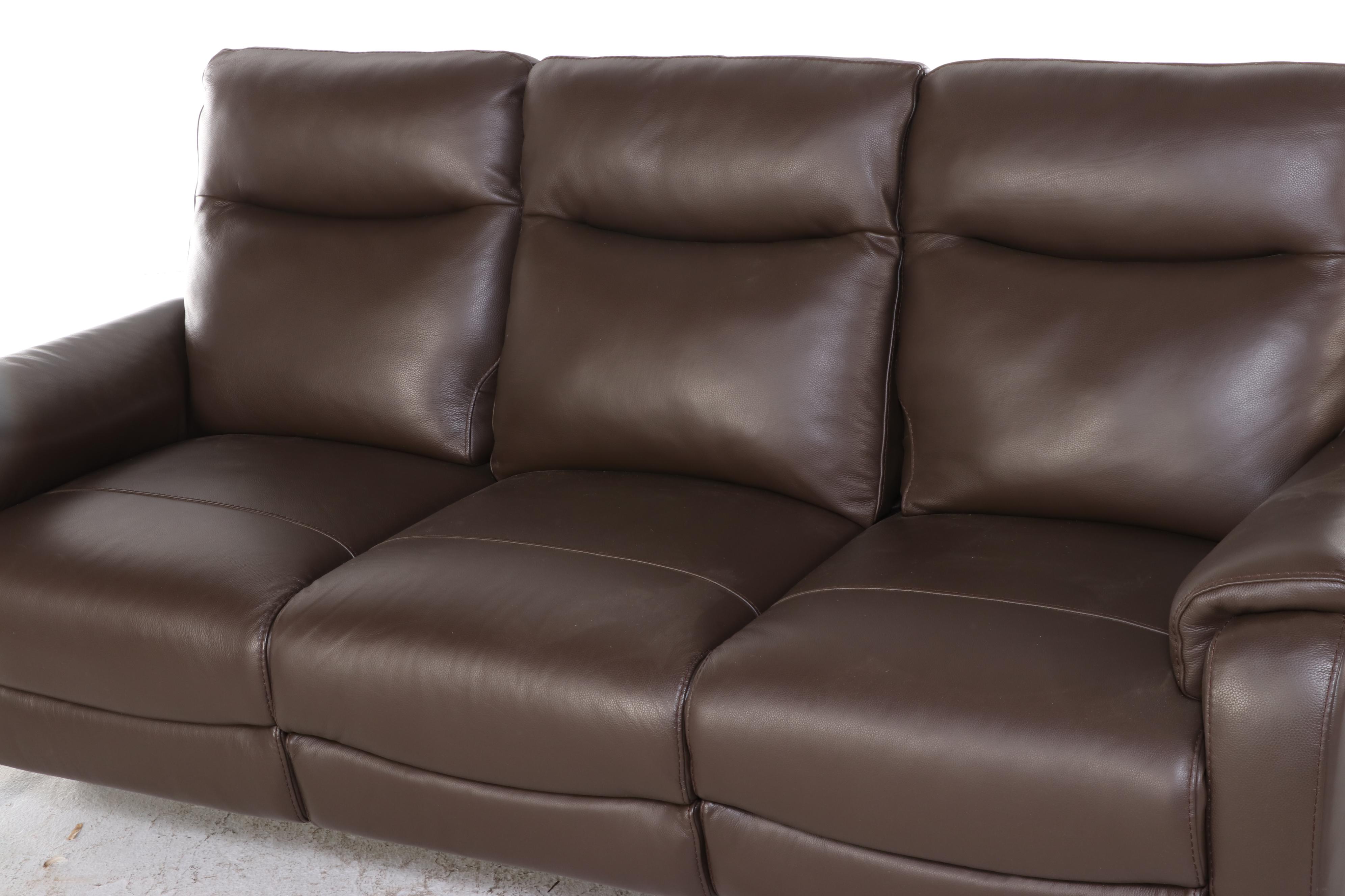Contemporary Brown Leather Electric Recliner Sofa