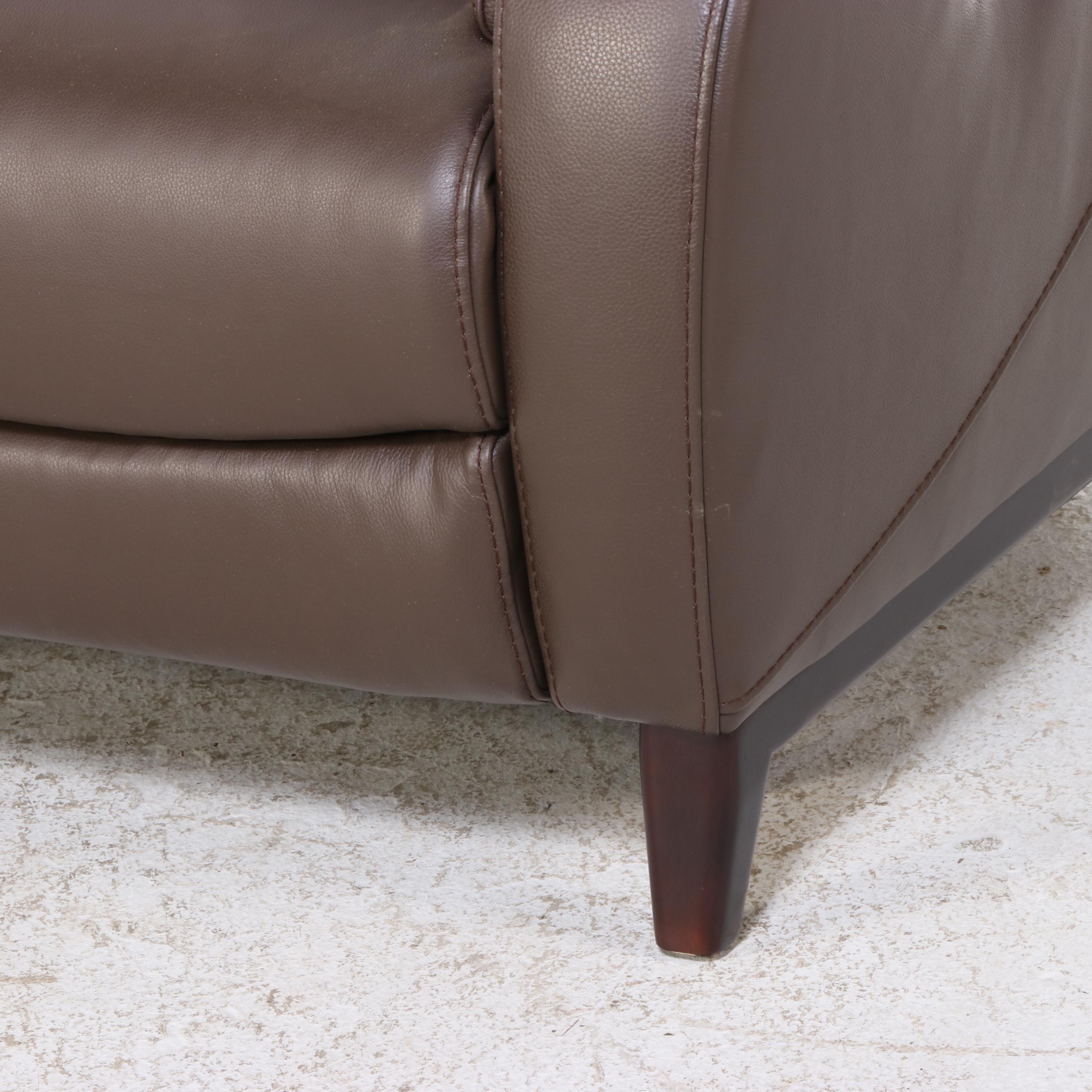 Contemporary Brown Leather Electric Recliner Sofa