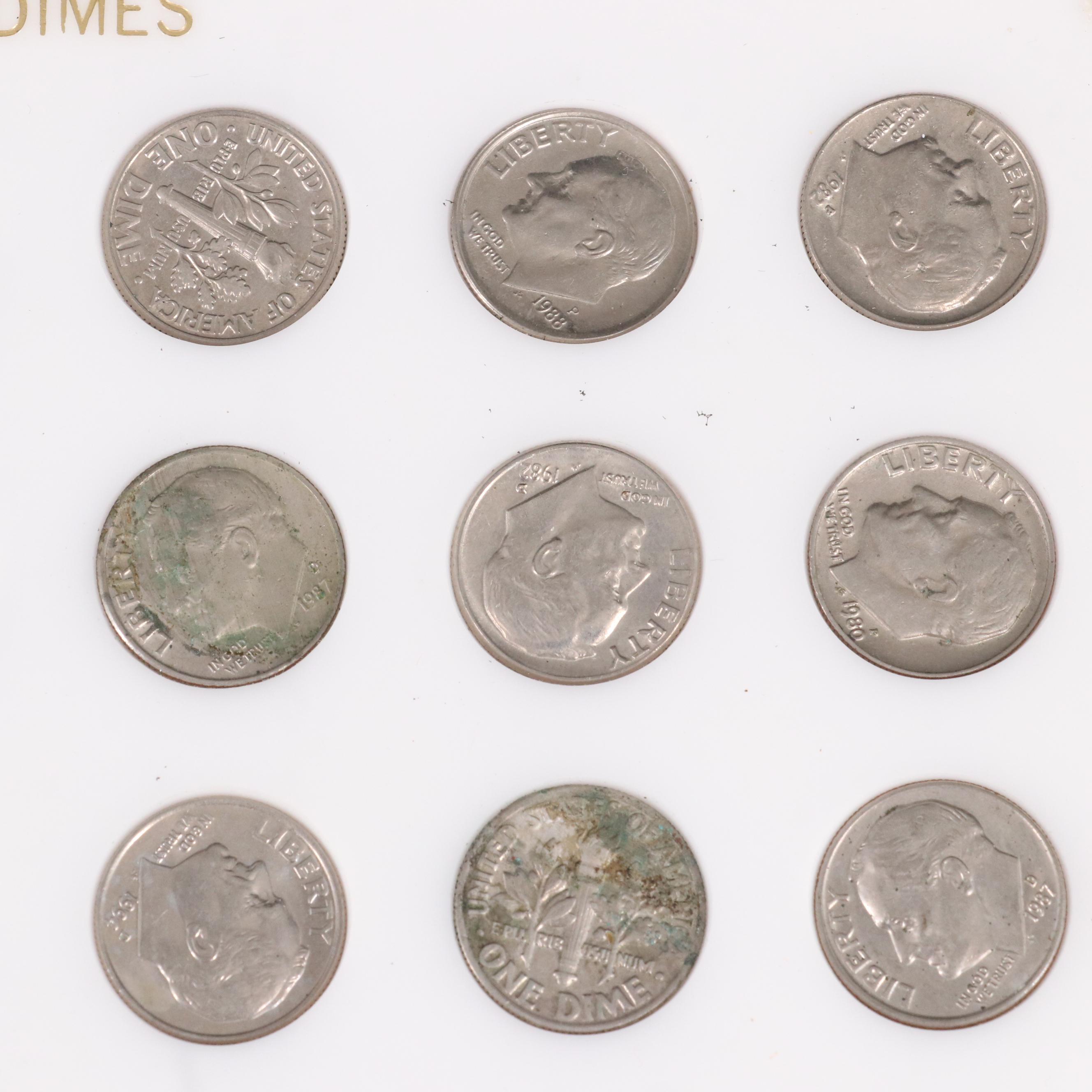 Set of Ten Silver U.S. Coins From the Last 100 Years and Two Others