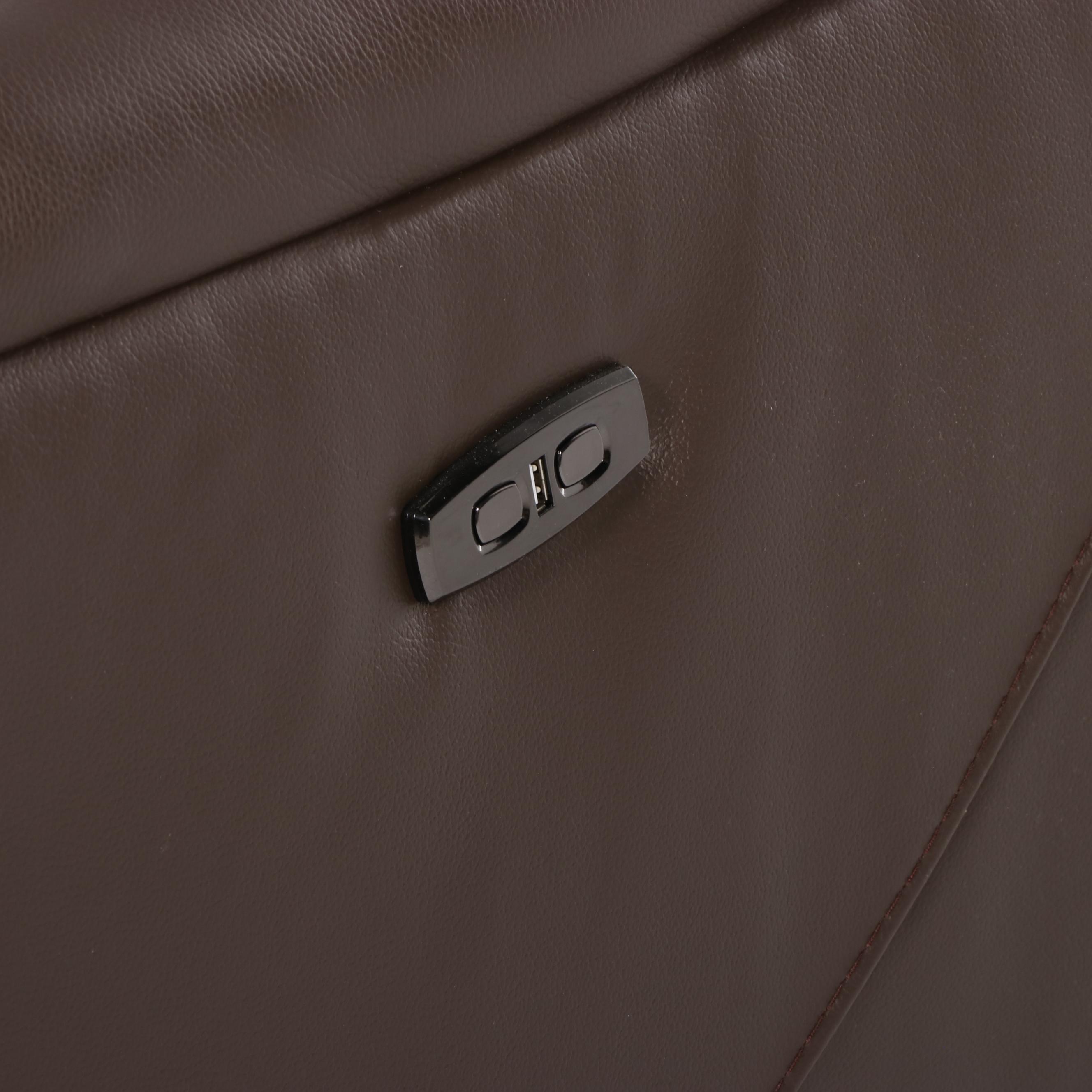 Contemporary Brown Leather Electric Recliner Sofa