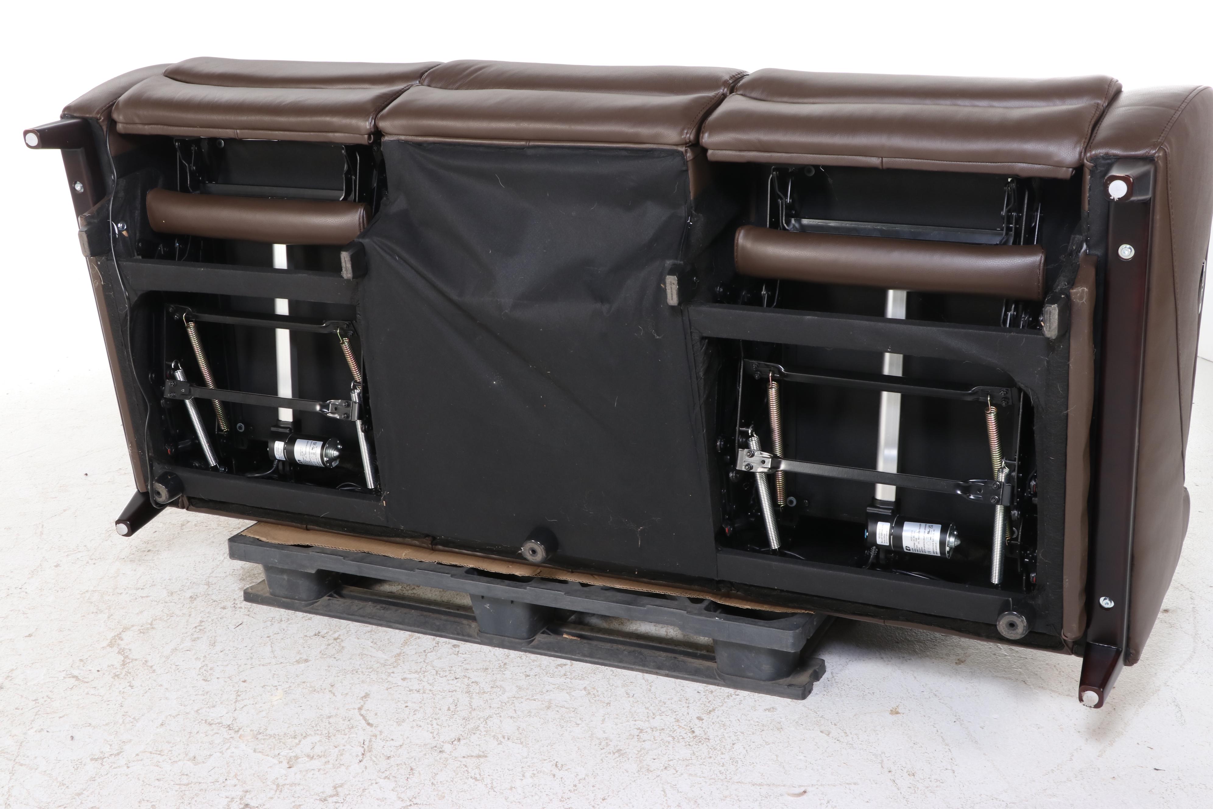 Contemporary Brown Leather Electric Recliner Sofa