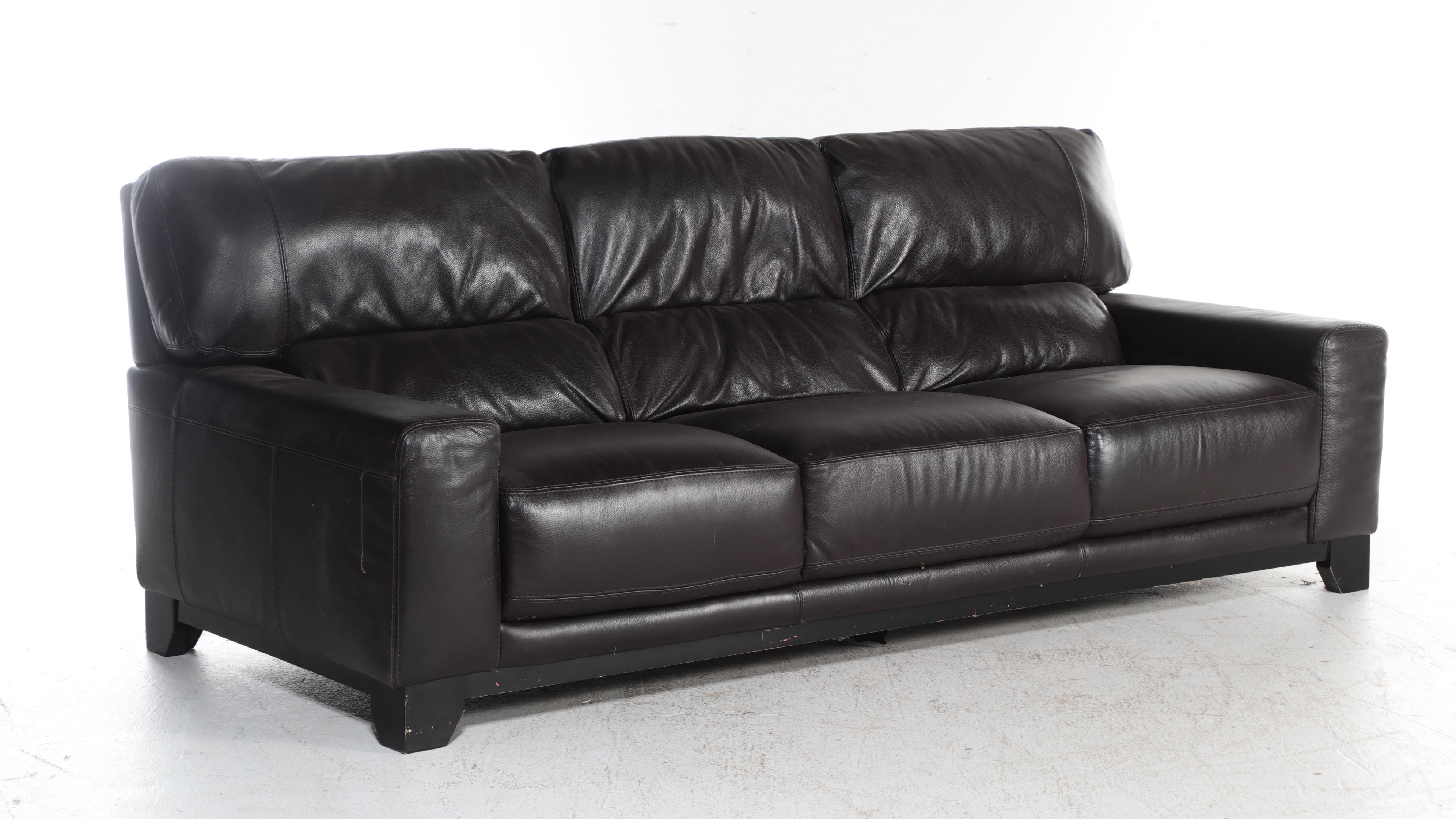 Chateau d'Ax Contemporary Black Leather Sofa