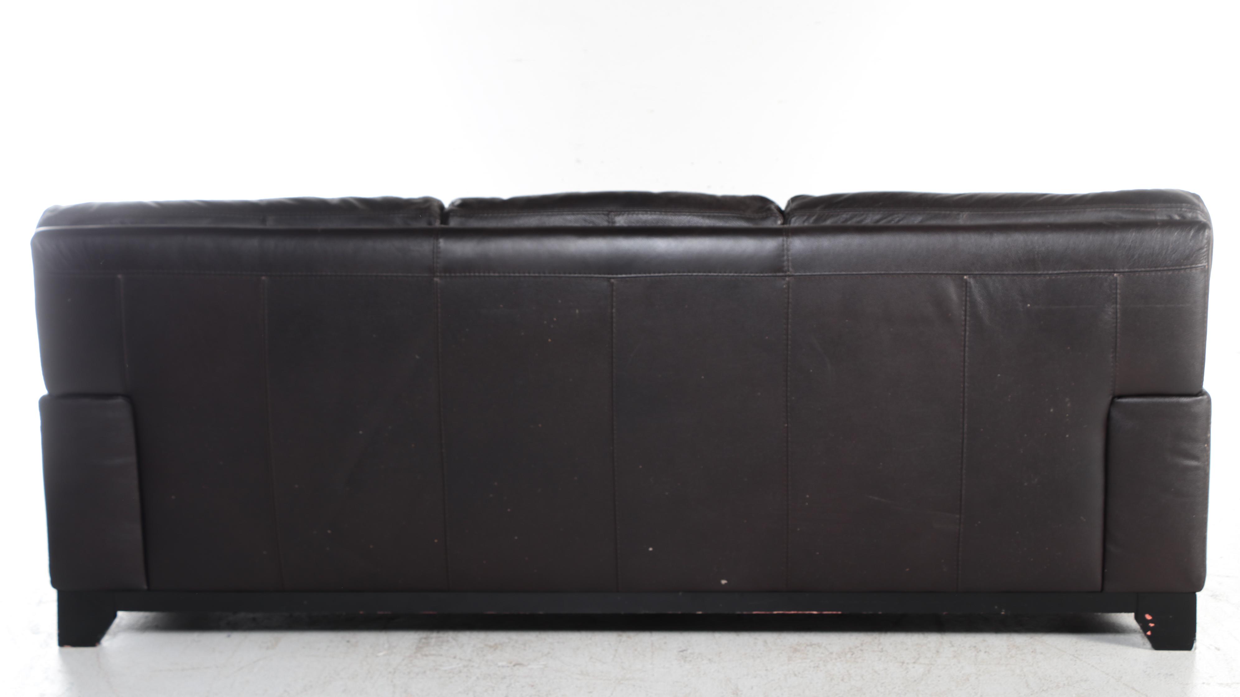 Chateau d'Ax Contemporary Black Leather Sofa