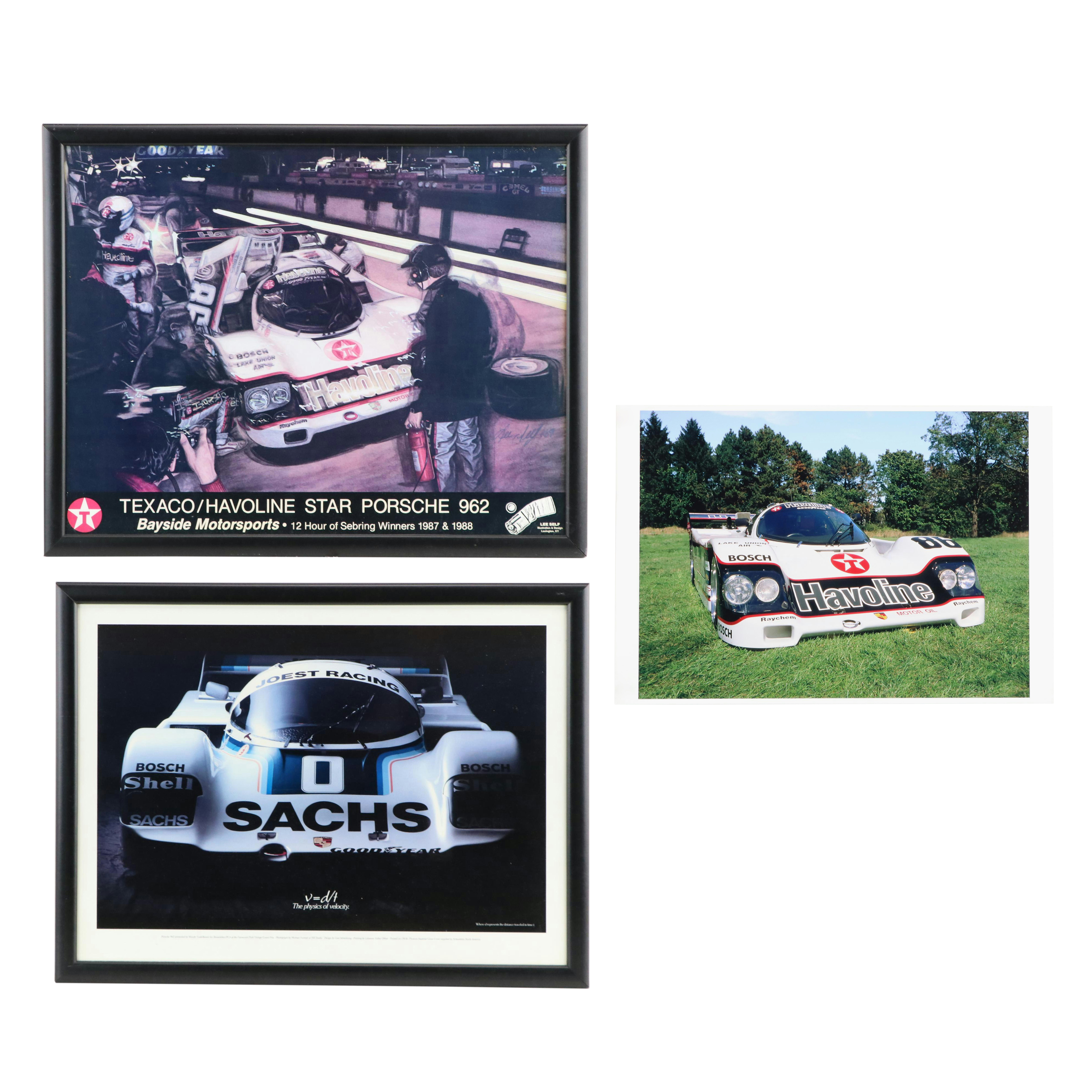 Offset Litho Posters & Color Photo of Porsche 962 IMSA 12Hrs of Sebring, 1980s