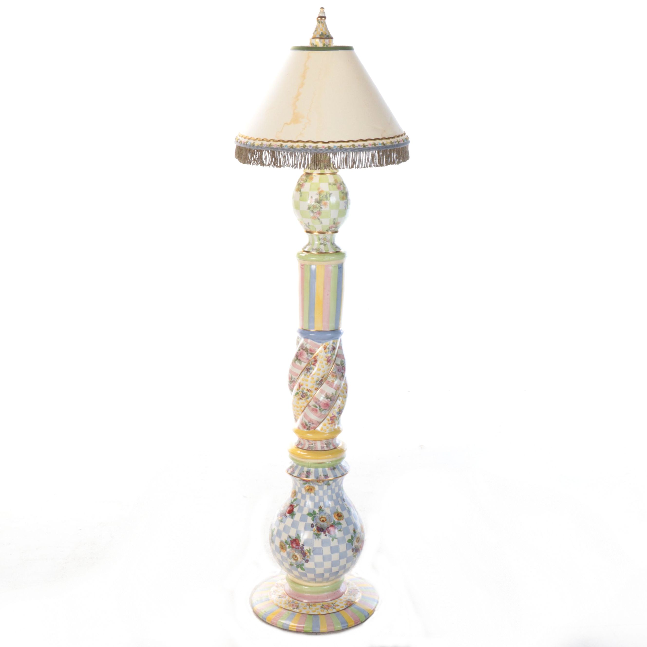 MacKenzie-Childs "Honeymoon Morning" Hand-Painted Floor Lamp with Custom Shade