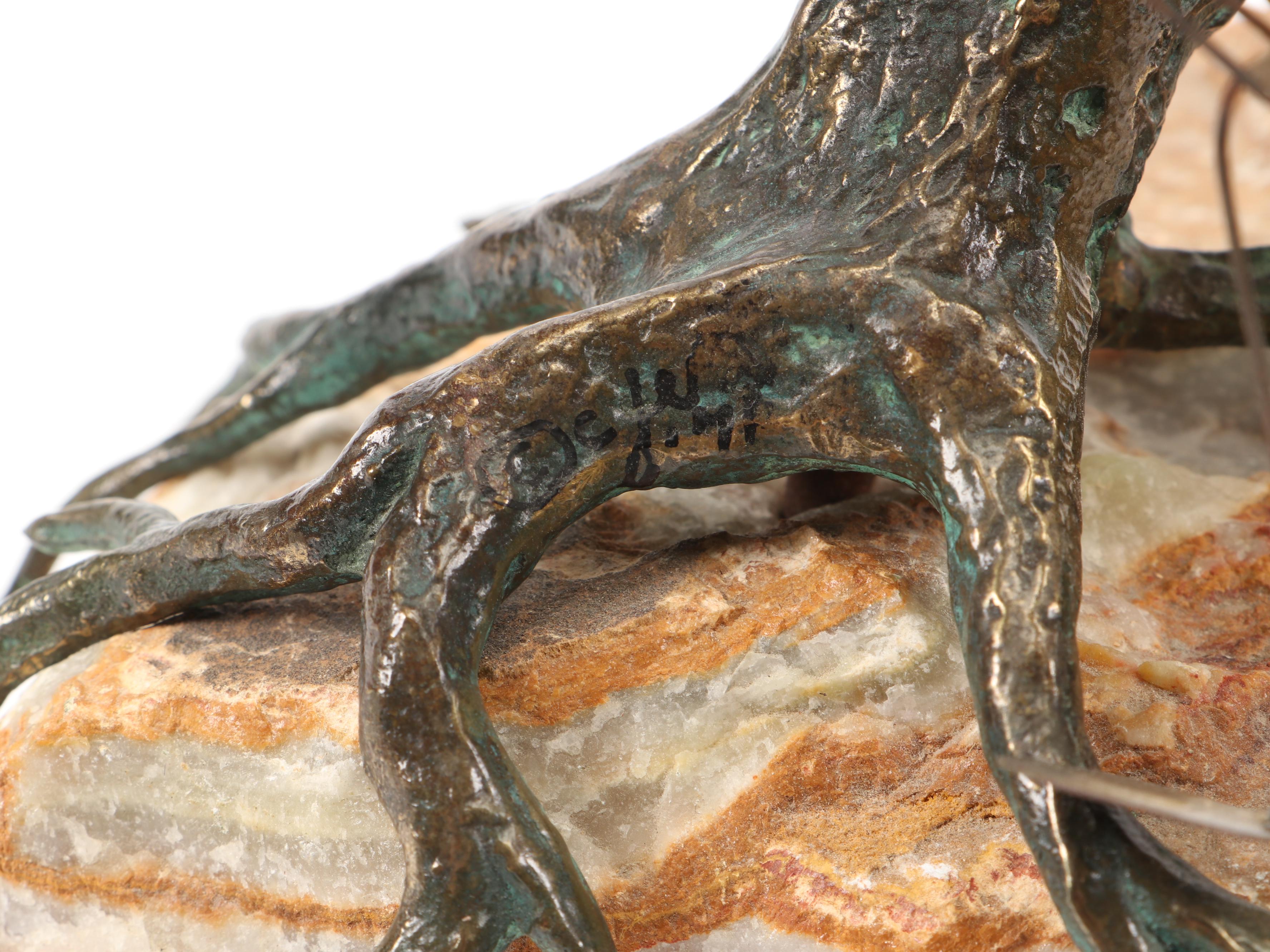 Curtis Jeré Metal Bonsai Sculpture on Stone Base, 1971