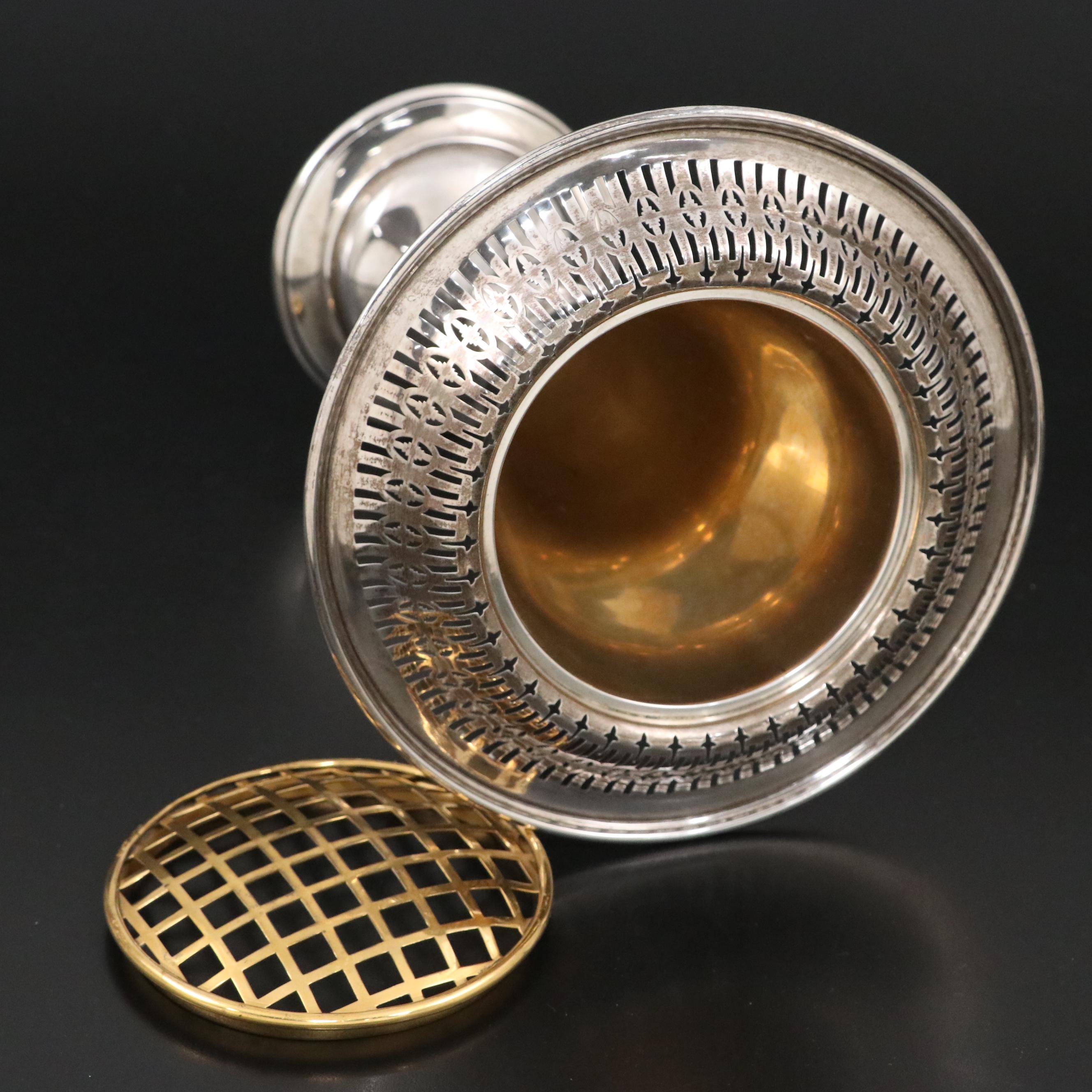 Durgin Gorham Sterling Silver Footed Vase with Frog, Early to Mid-20th Century