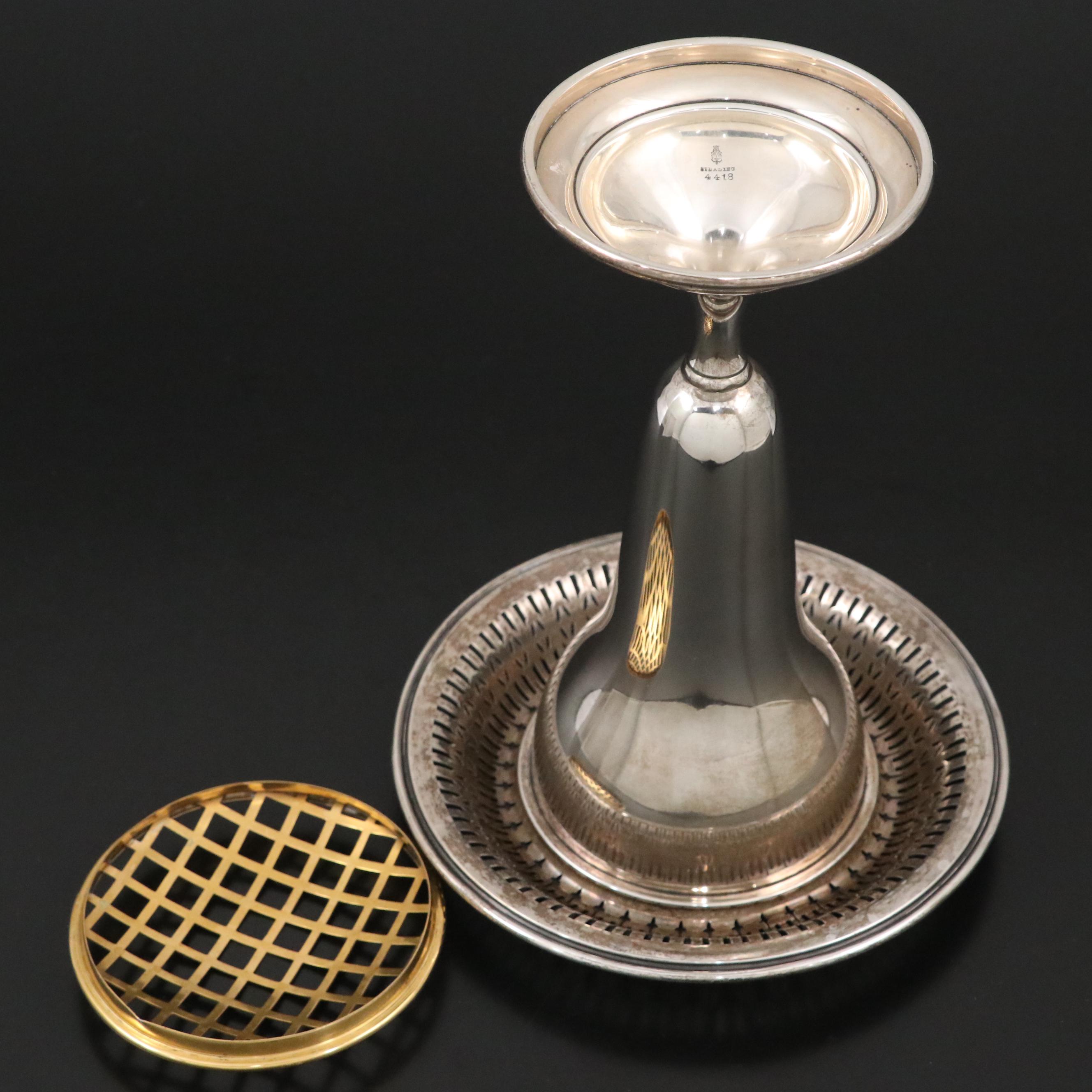 Durgin Gorham Sterling Silver Footed Vase with Frog, Early to Mid-20th Century