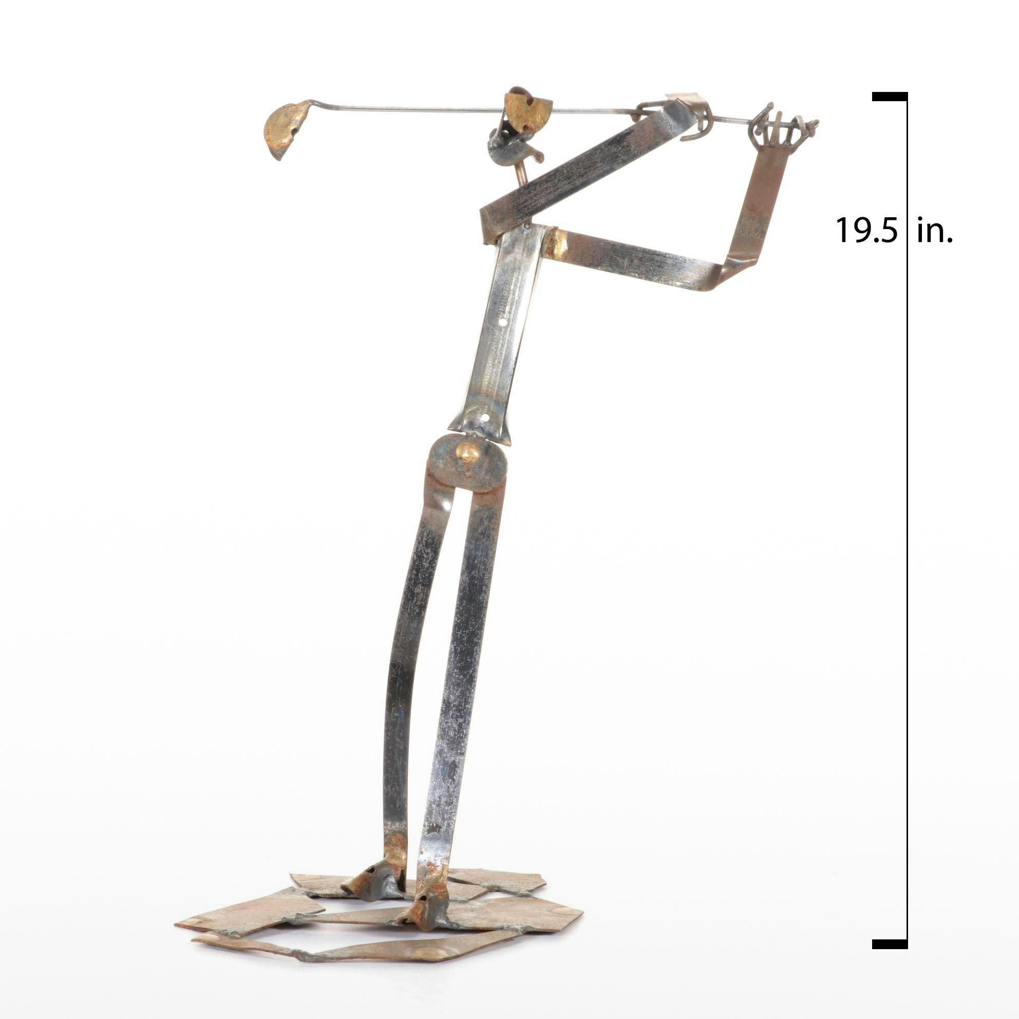Bob Ragland Welded Metal Sculpture Of Golfing Figure, Late 20th Century