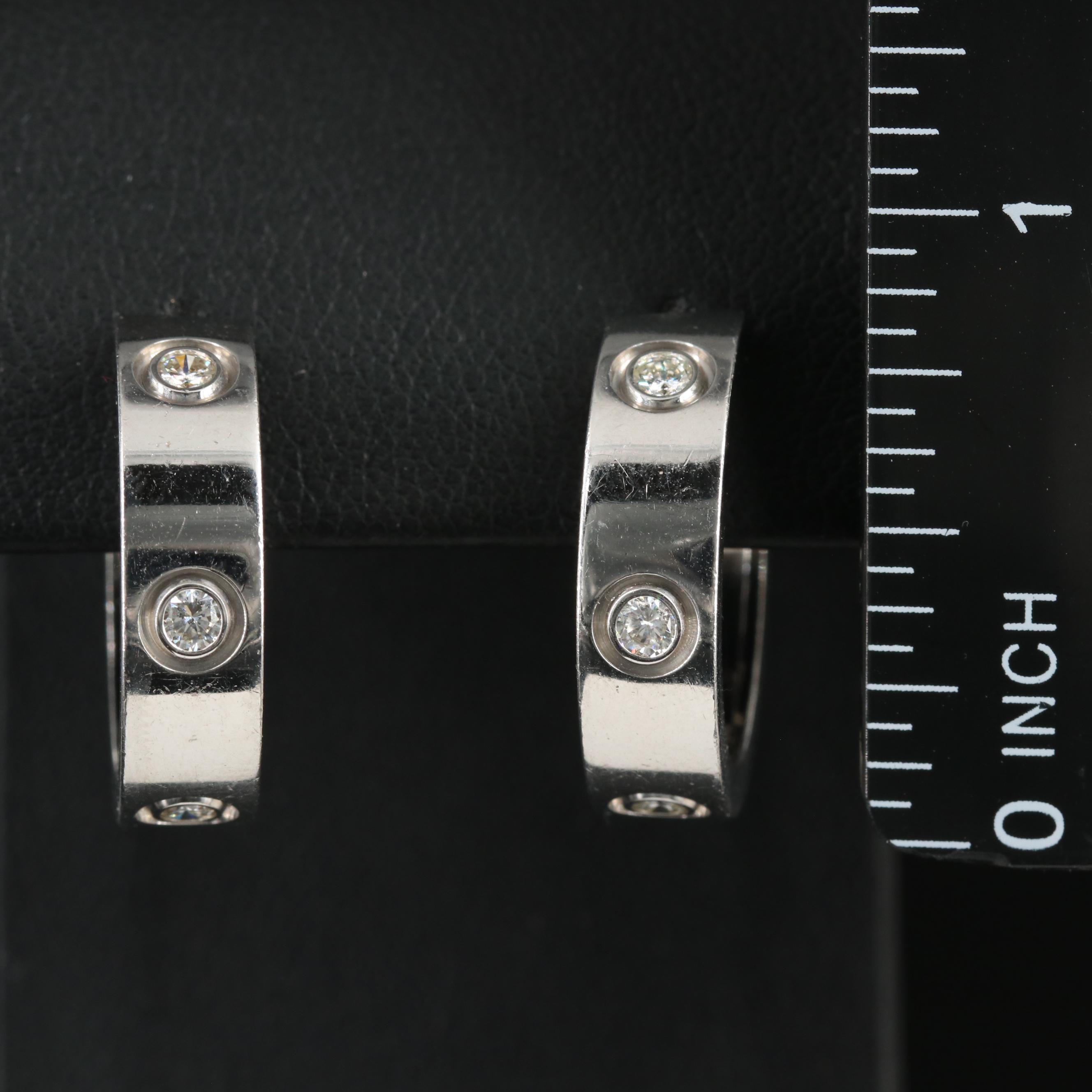 Cartier LOVE 18K 0.36 CTW Diamond Hoop Earrings