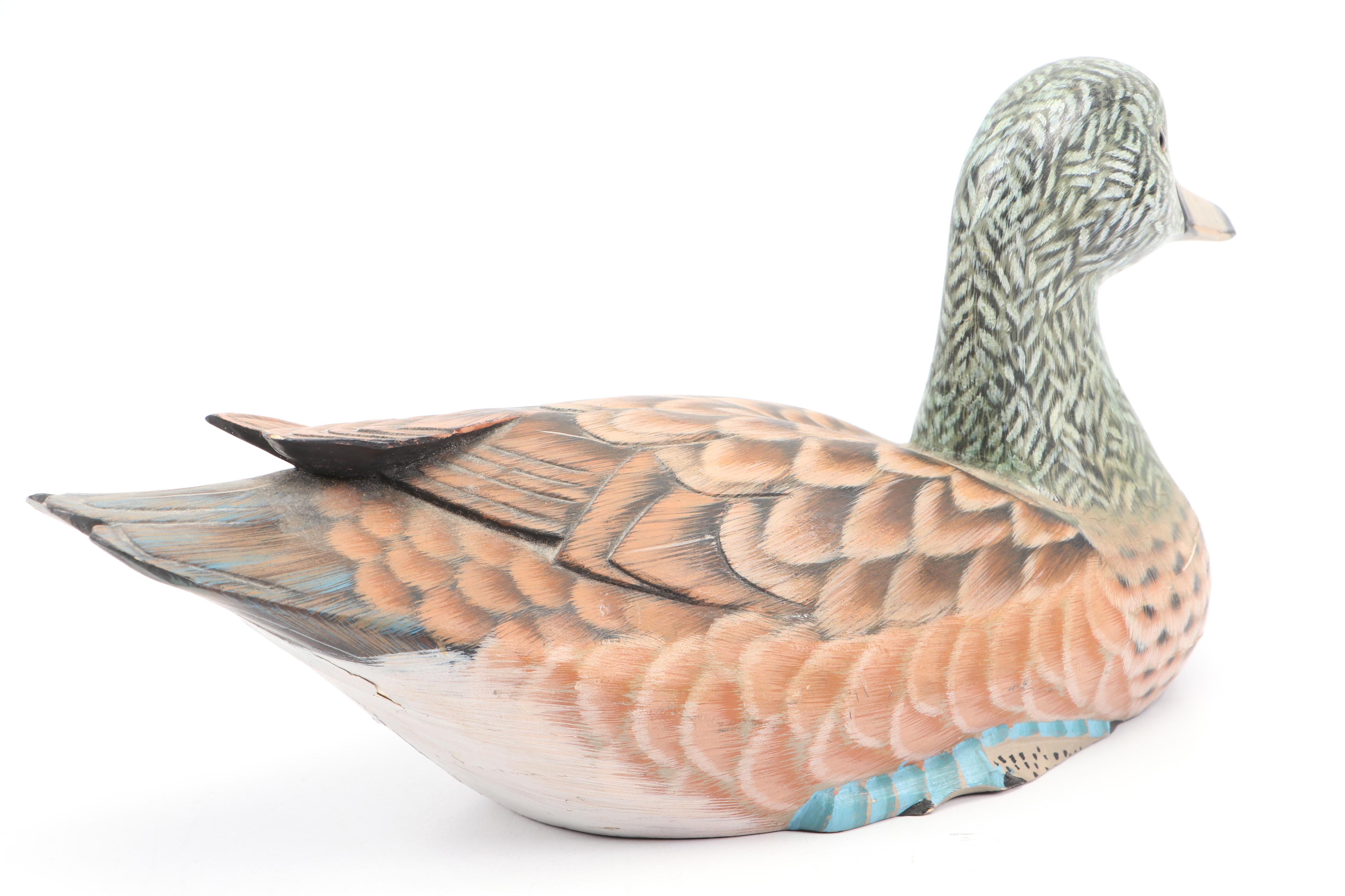 Hand-Painted and Carved Duck Decoy