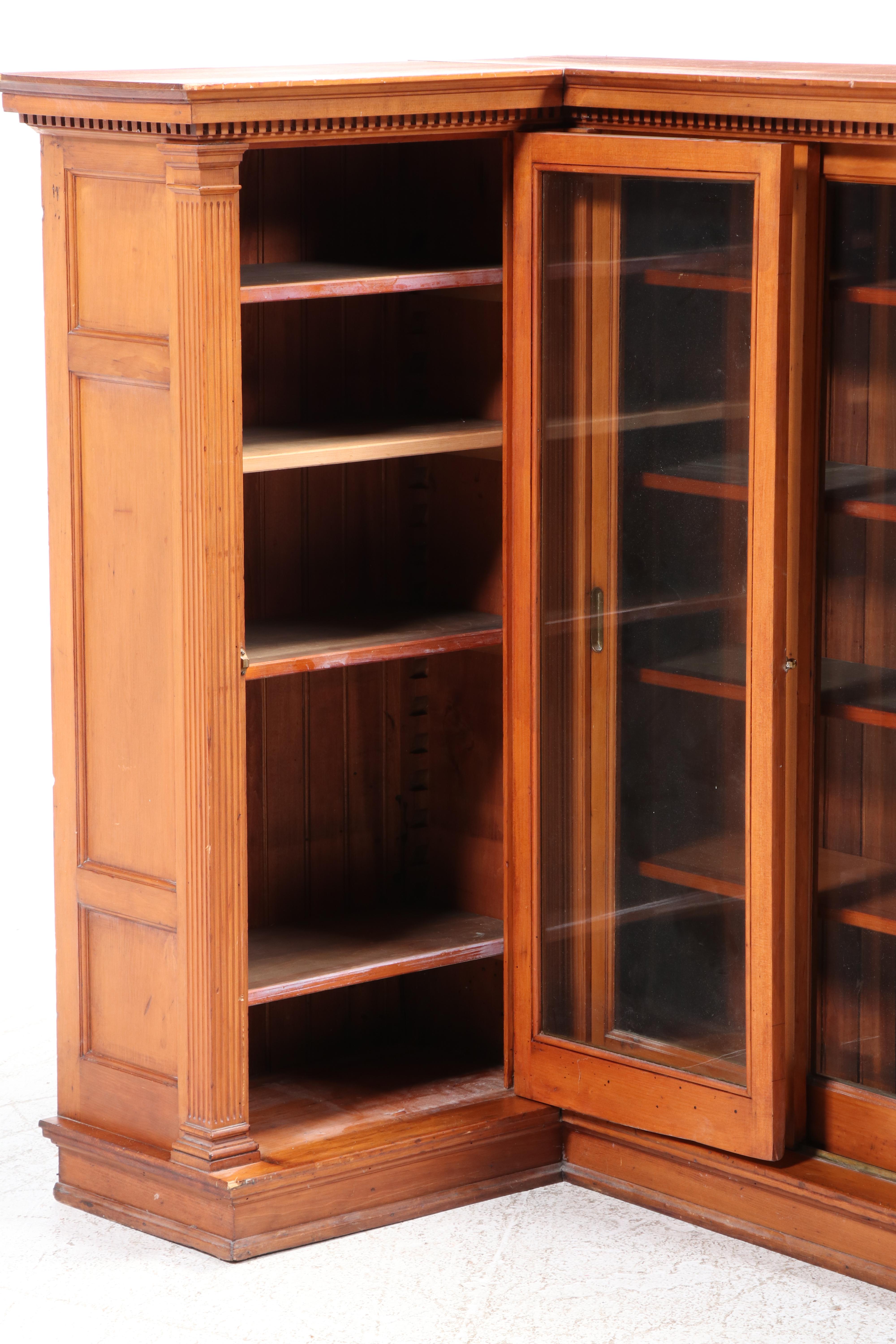Victorian Walnut Built-In Corner Bookcase