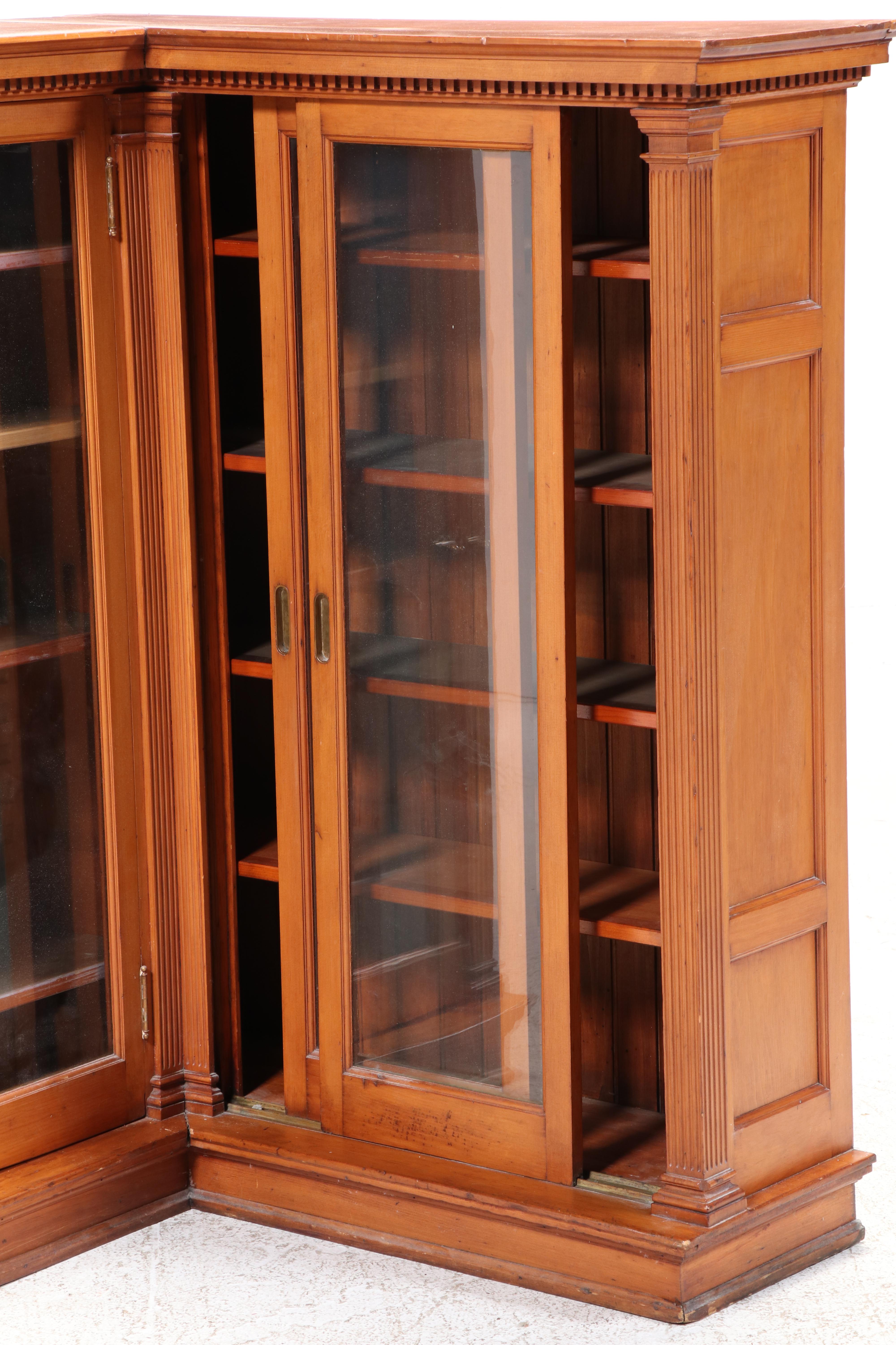 Victorian Walnut Built-In Corner Bookcase