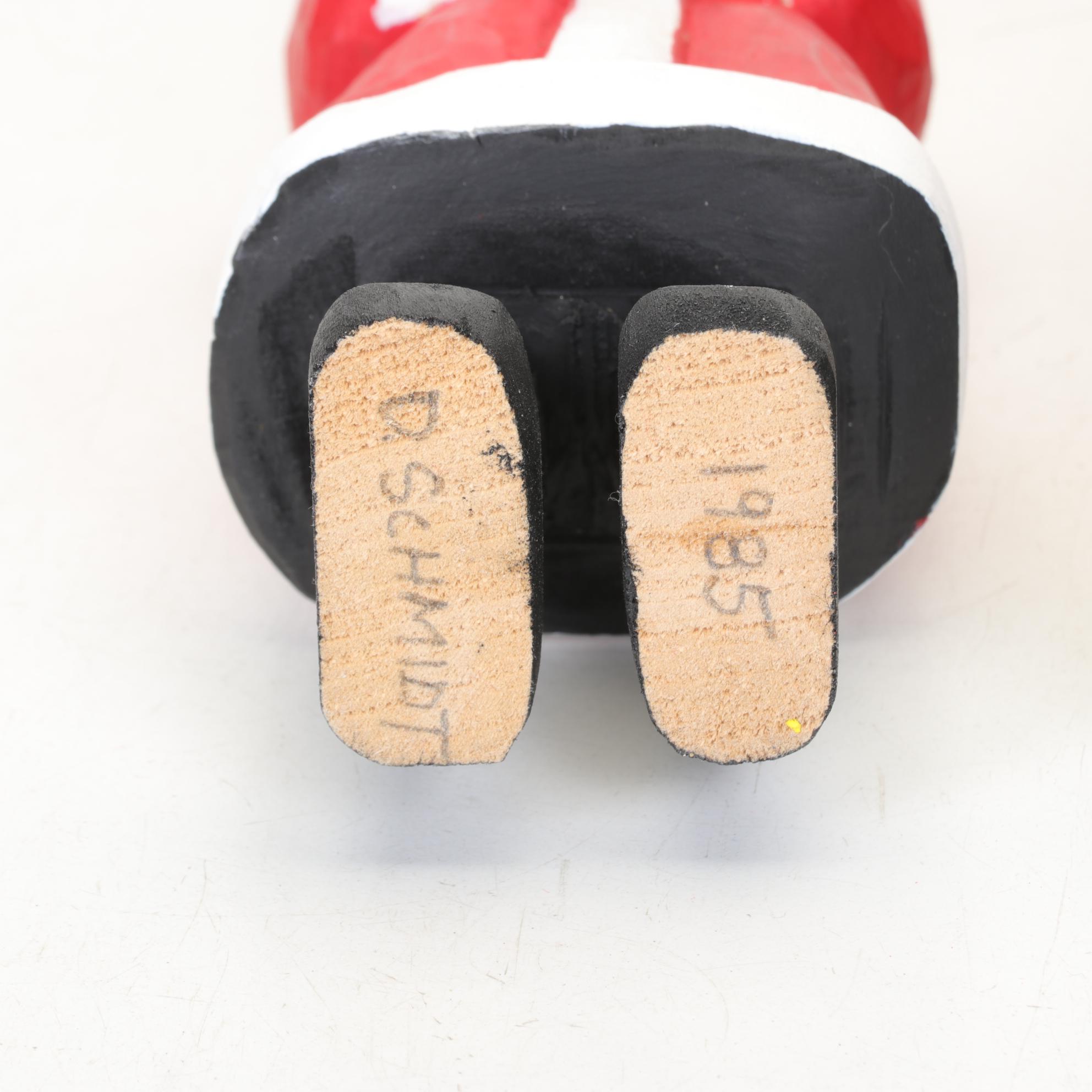 Carved Wood Folk Art Santa Figurines and Lizzie High Doll Santa