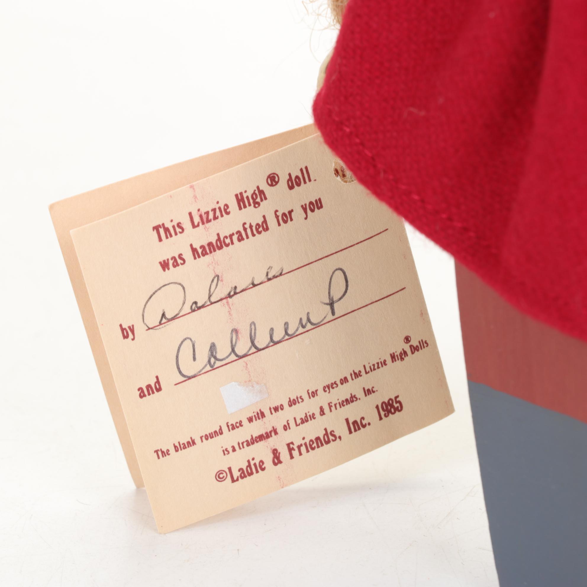 Carved Wood Folk Art Santa Figurines and Lizzie High Doll Santa