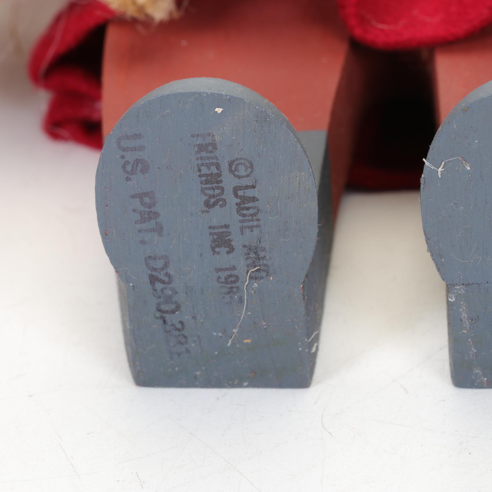 Carved Wood Folk Art Santa Figurines and Lizzie High Doll Santa