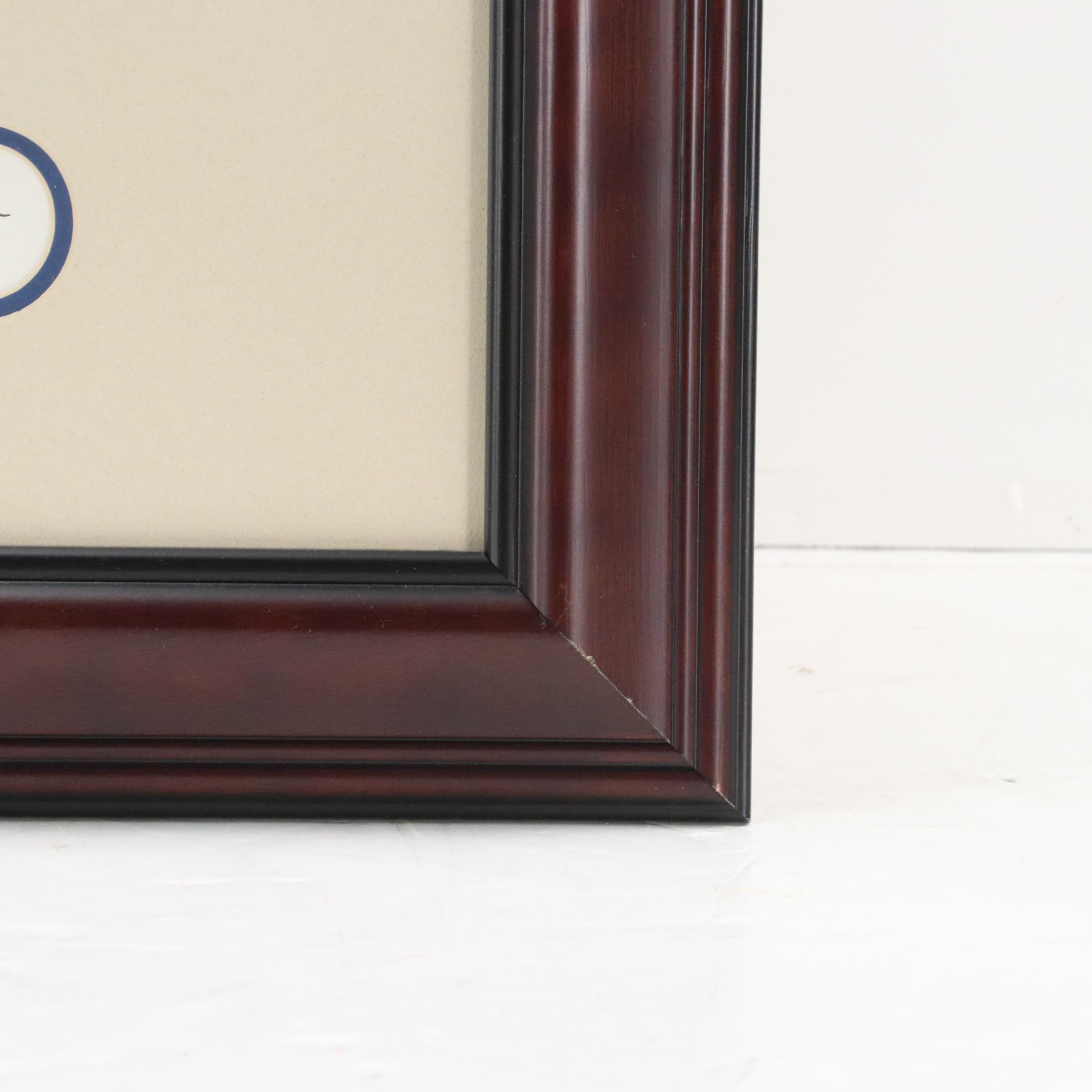 Commemorative Plaque of Ronald Reagan with Berlin Wall Fragment and Signature