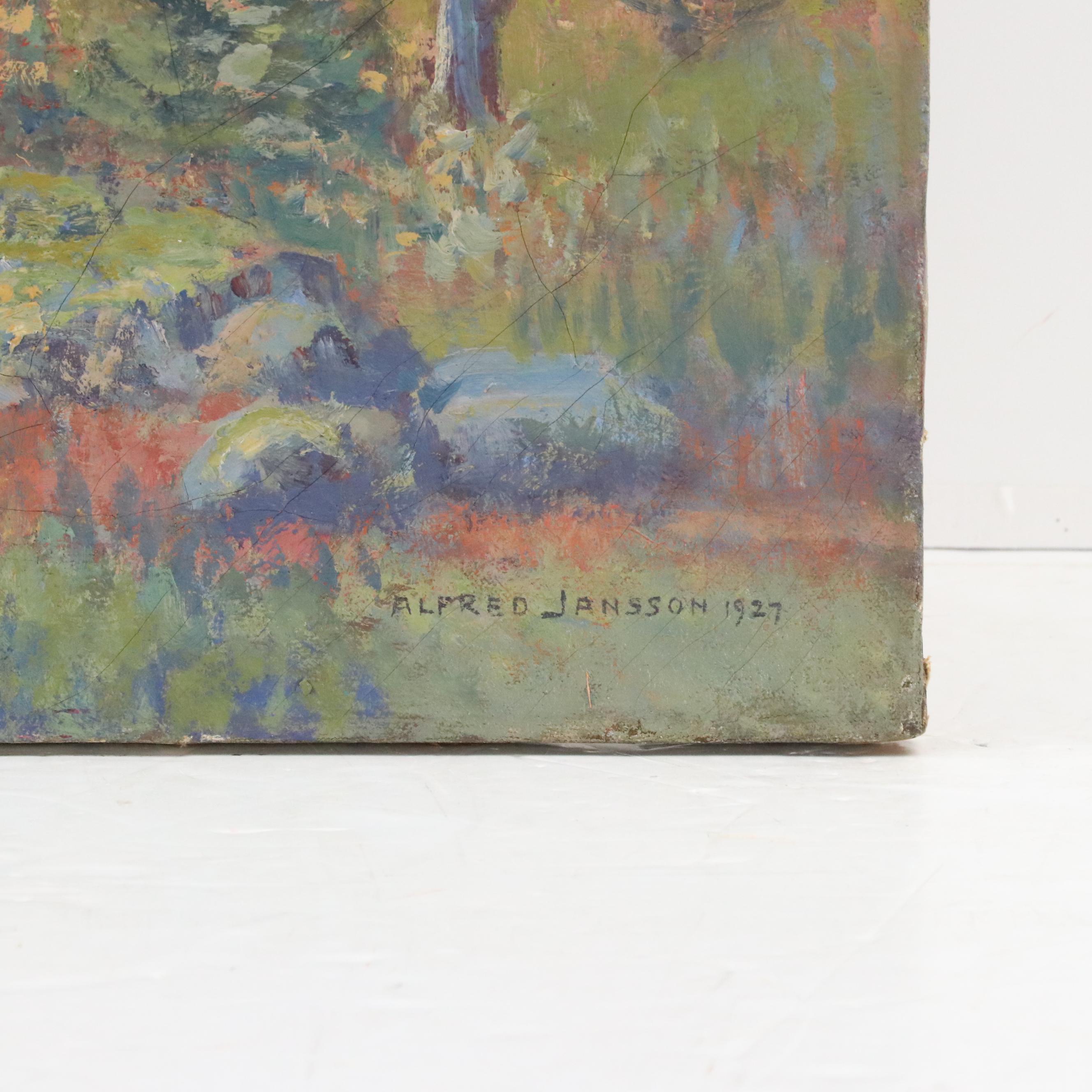 Alfred Jansson Riverscape Oil Painting, 1927