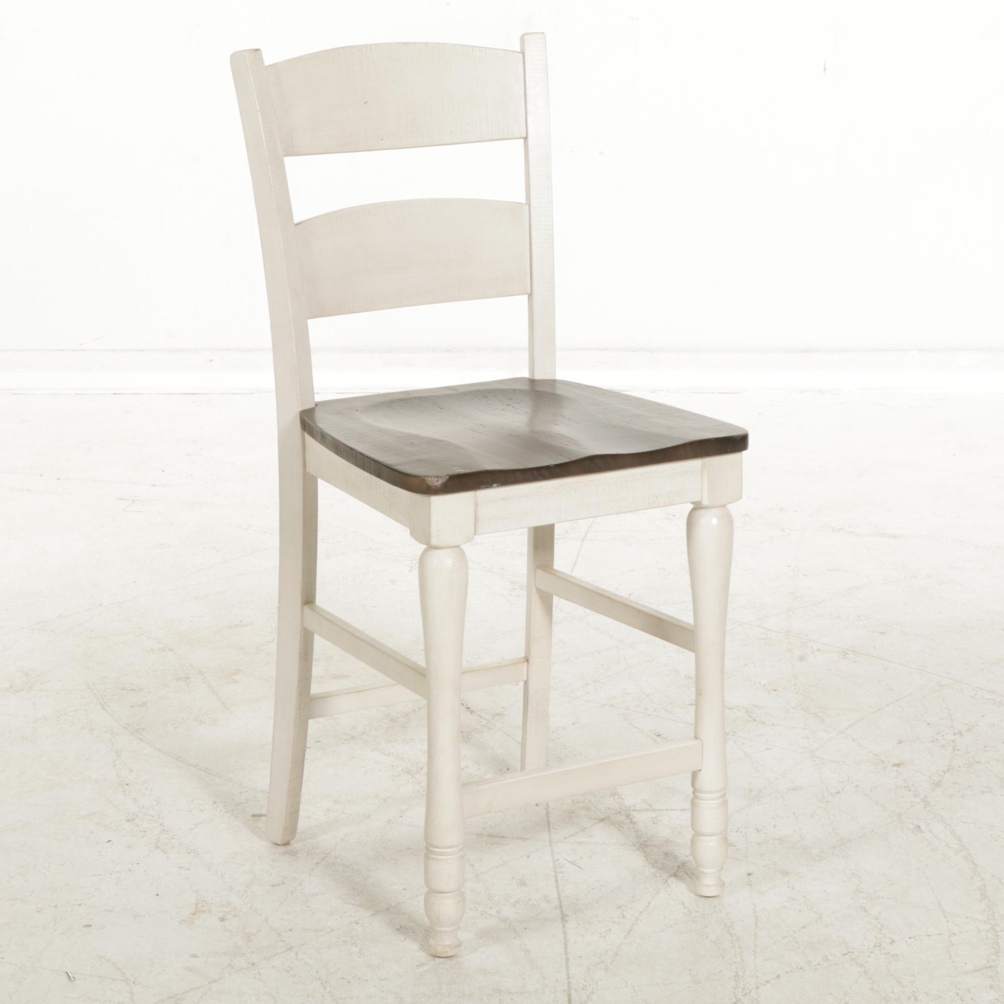 Rustic Farmhouse Style Painted Wood Dining Table with Storage and Six Chairs