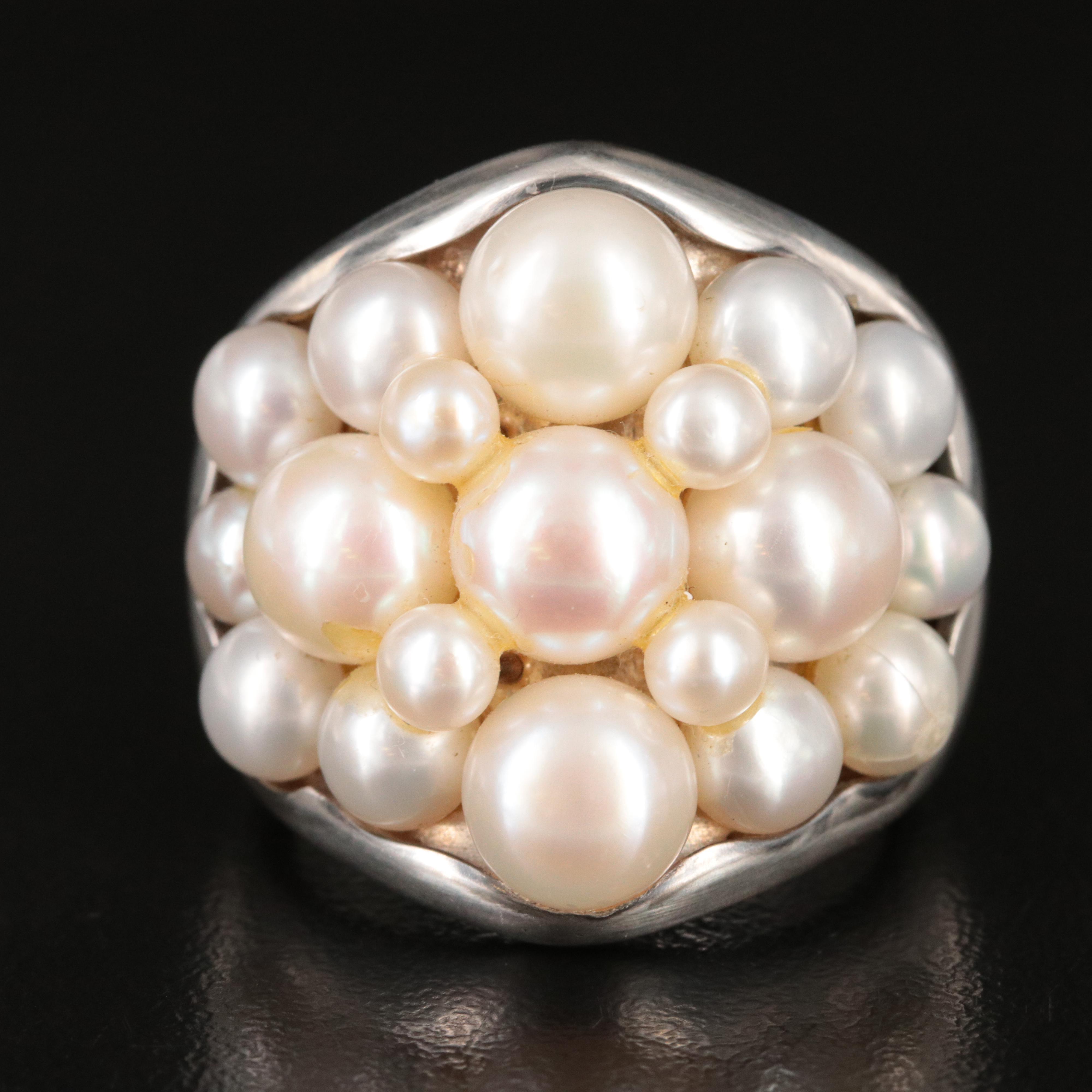 Barry Brinker 950 Silver Pearl Ring