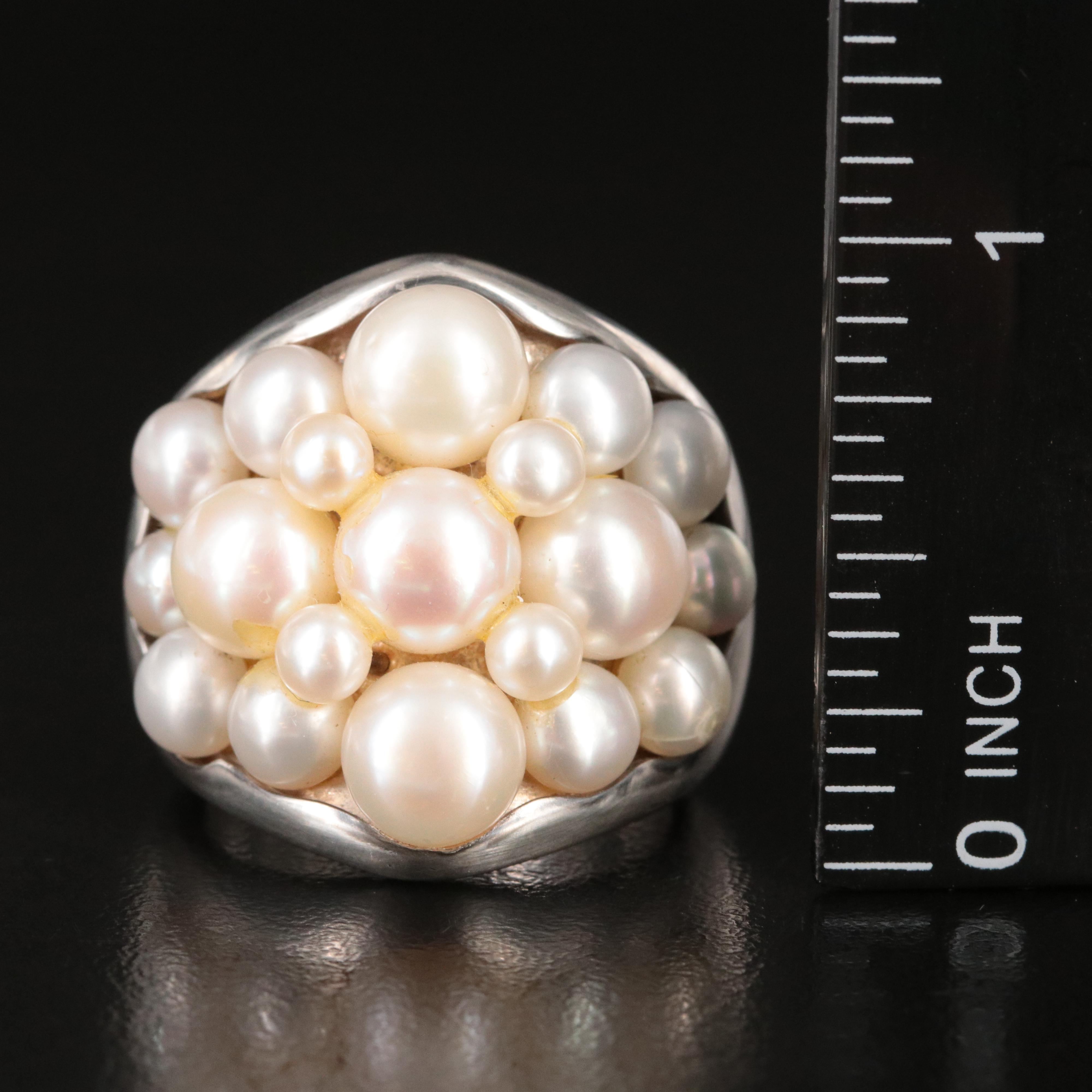 Barry Brinker 950 Silver Pearl Ring