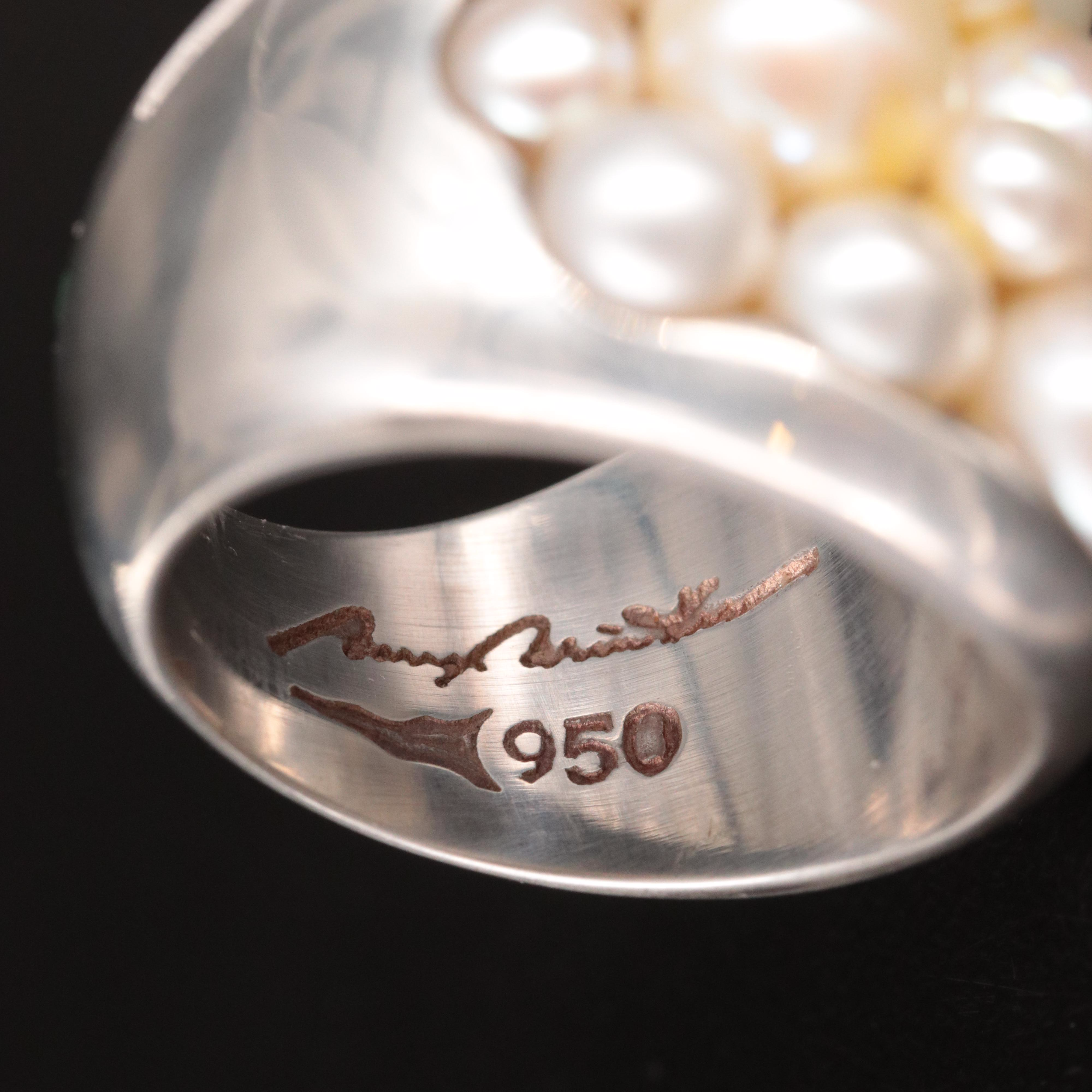 Barry Brinker 950 Silver Pearl Ring