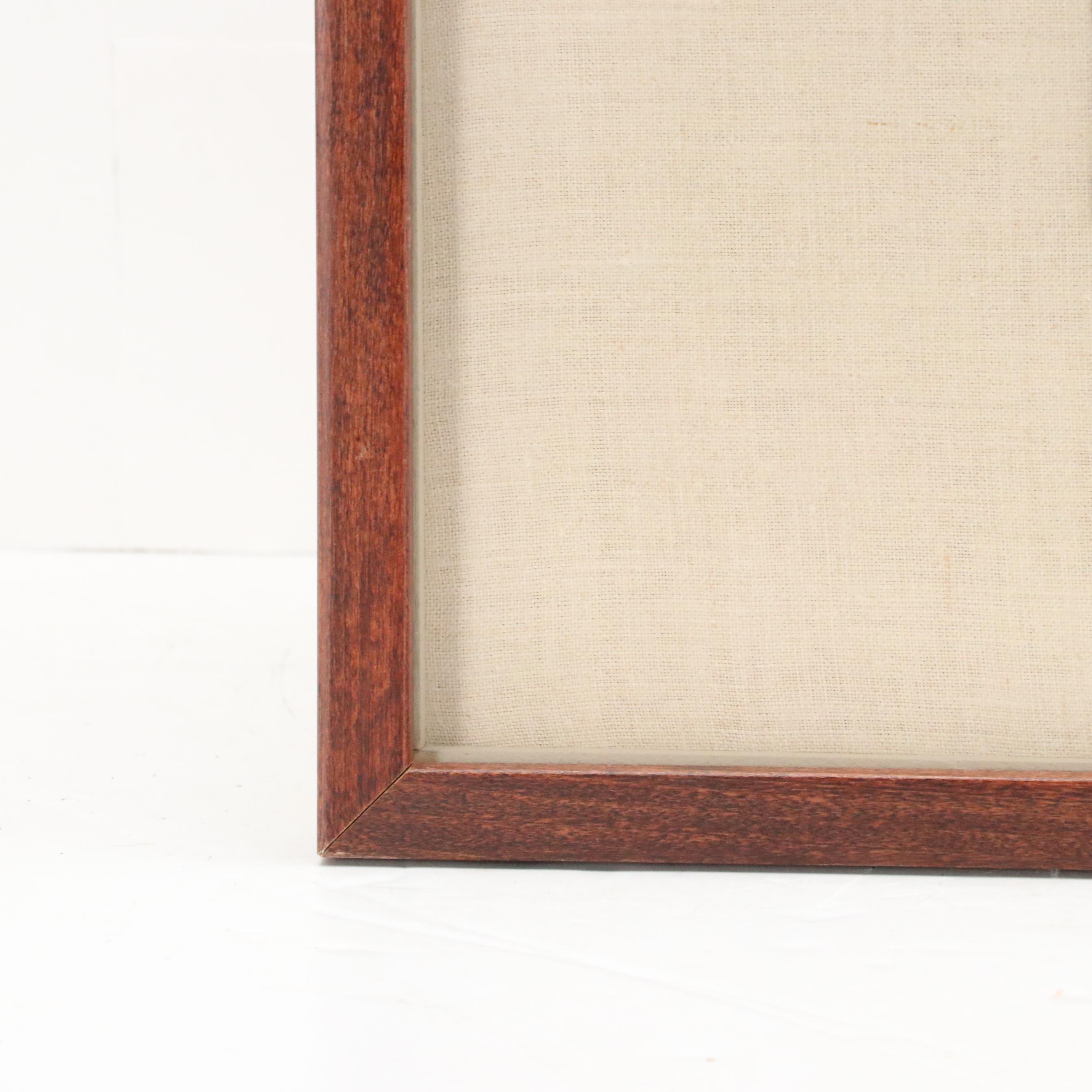 Folk Art Handwoven, Cross-Stitch and Satin Stitched Textile in Walnut Wall Frame