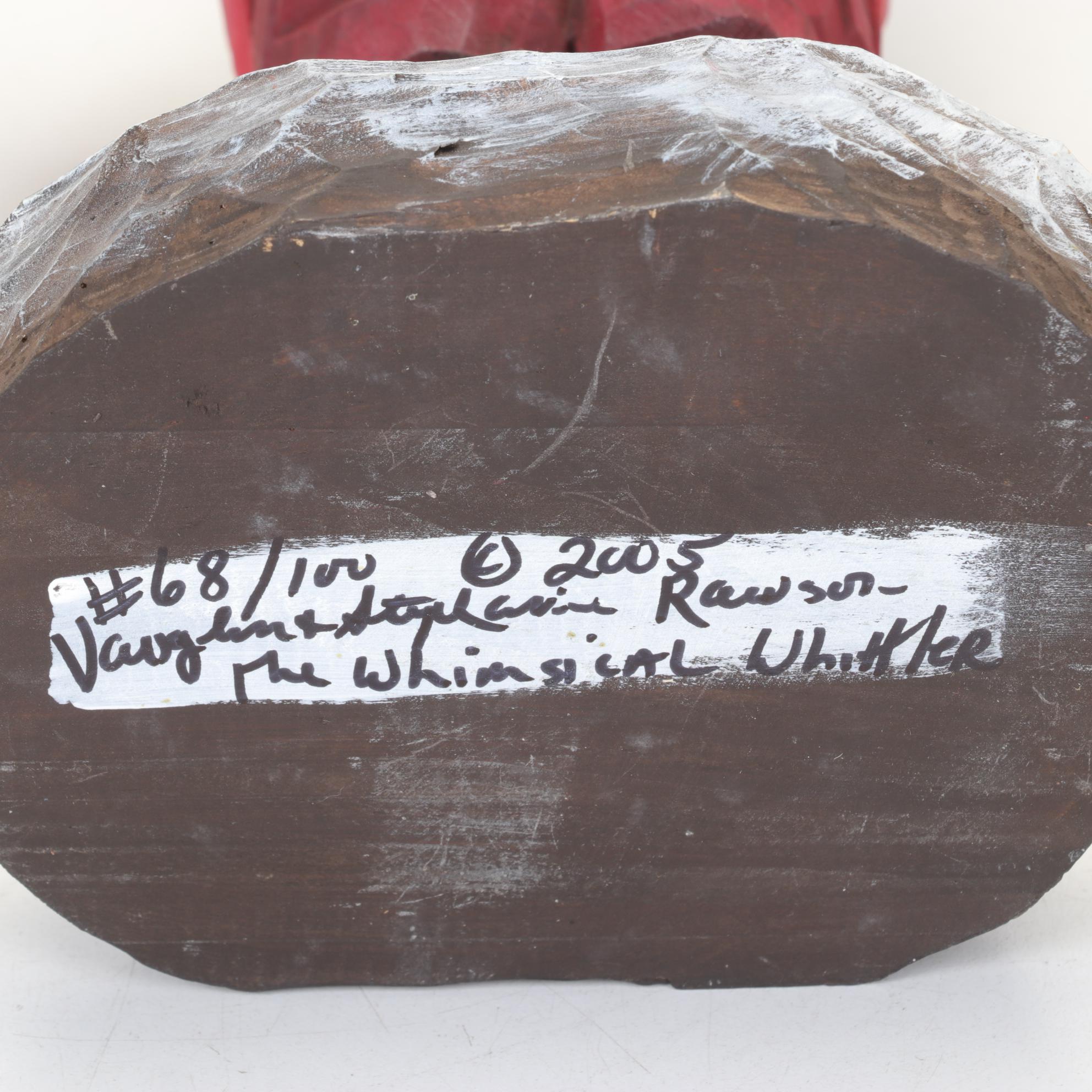 Carved Wood and Hand-Painted Folk Art Santa Figurines Including Rawson