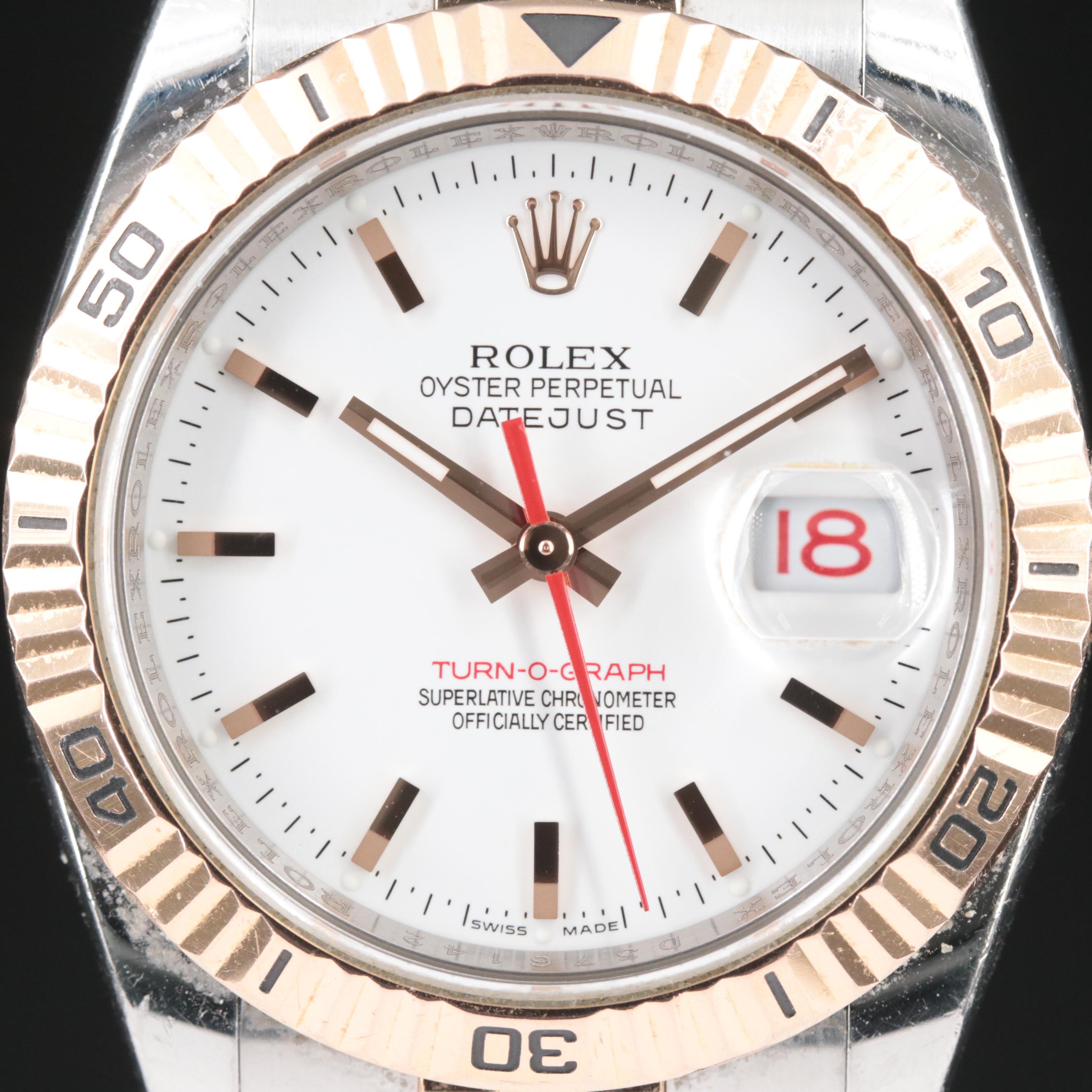 2005 Rolex Datejust Turn-O-Graph Rose Gold and Steel Watch