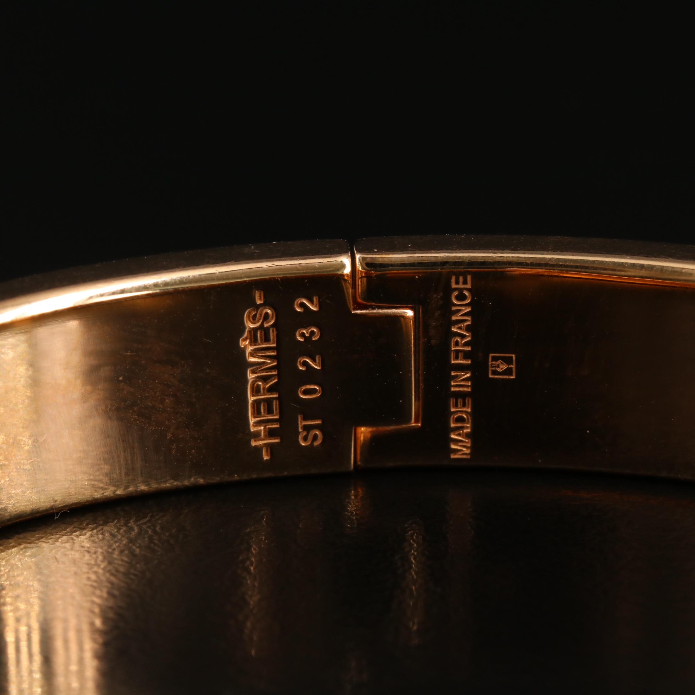 Hermès Clic H Rose Tone and Pink Enamel Bracelet