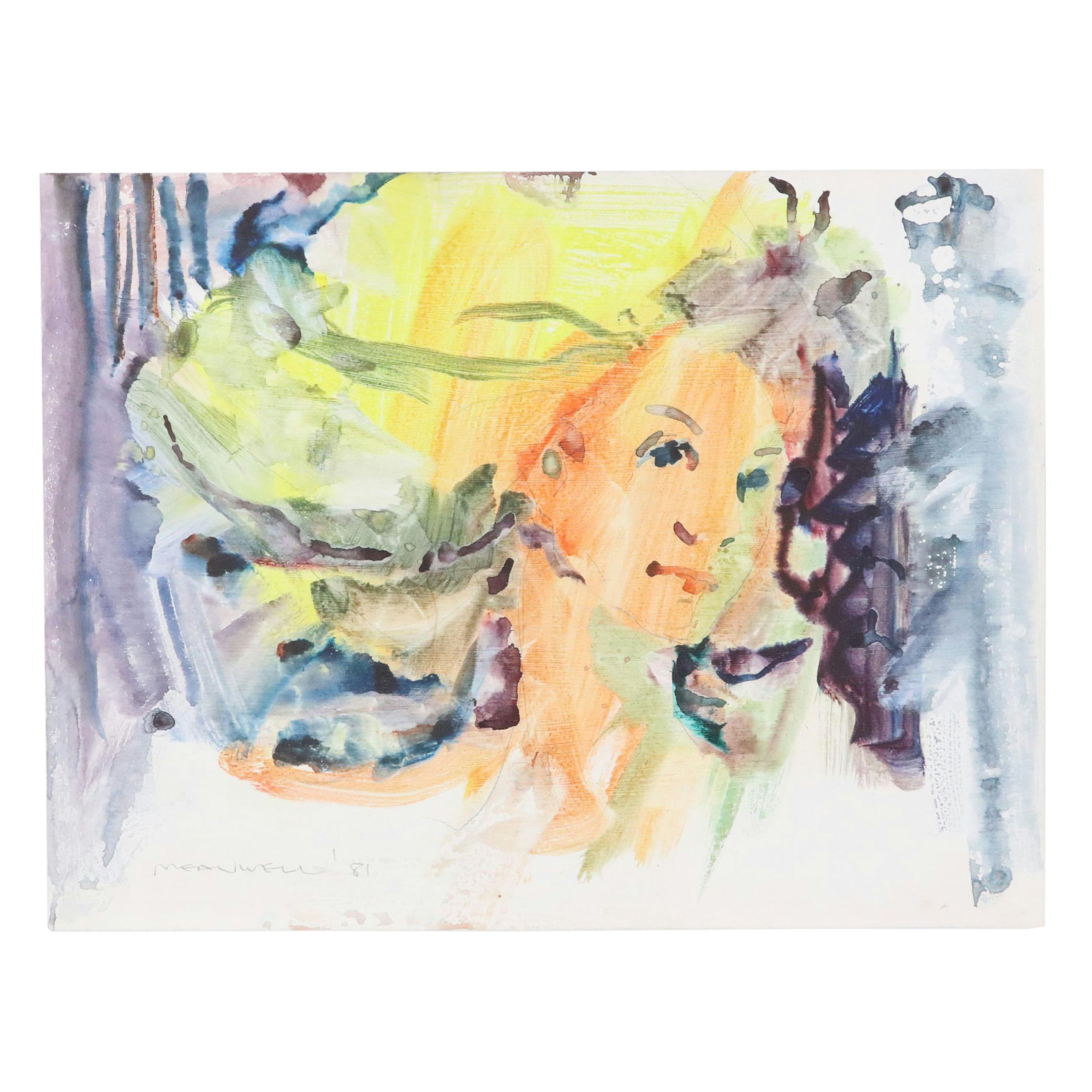 Jack Meanwell Modern Watercolor Portrait, 1981