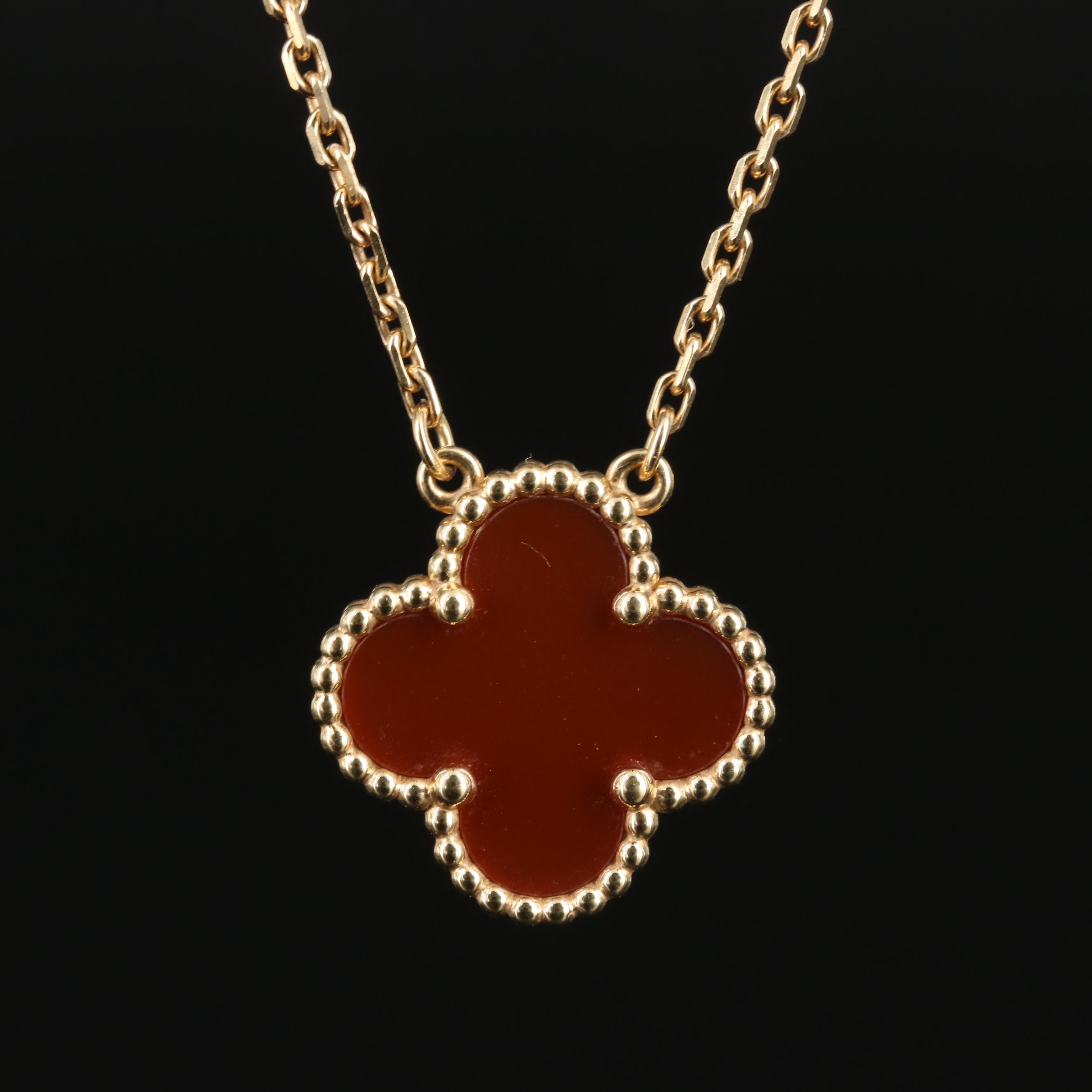 Van Cleef & Arpels Vintage Alhambra 18K Carnelian Necklace