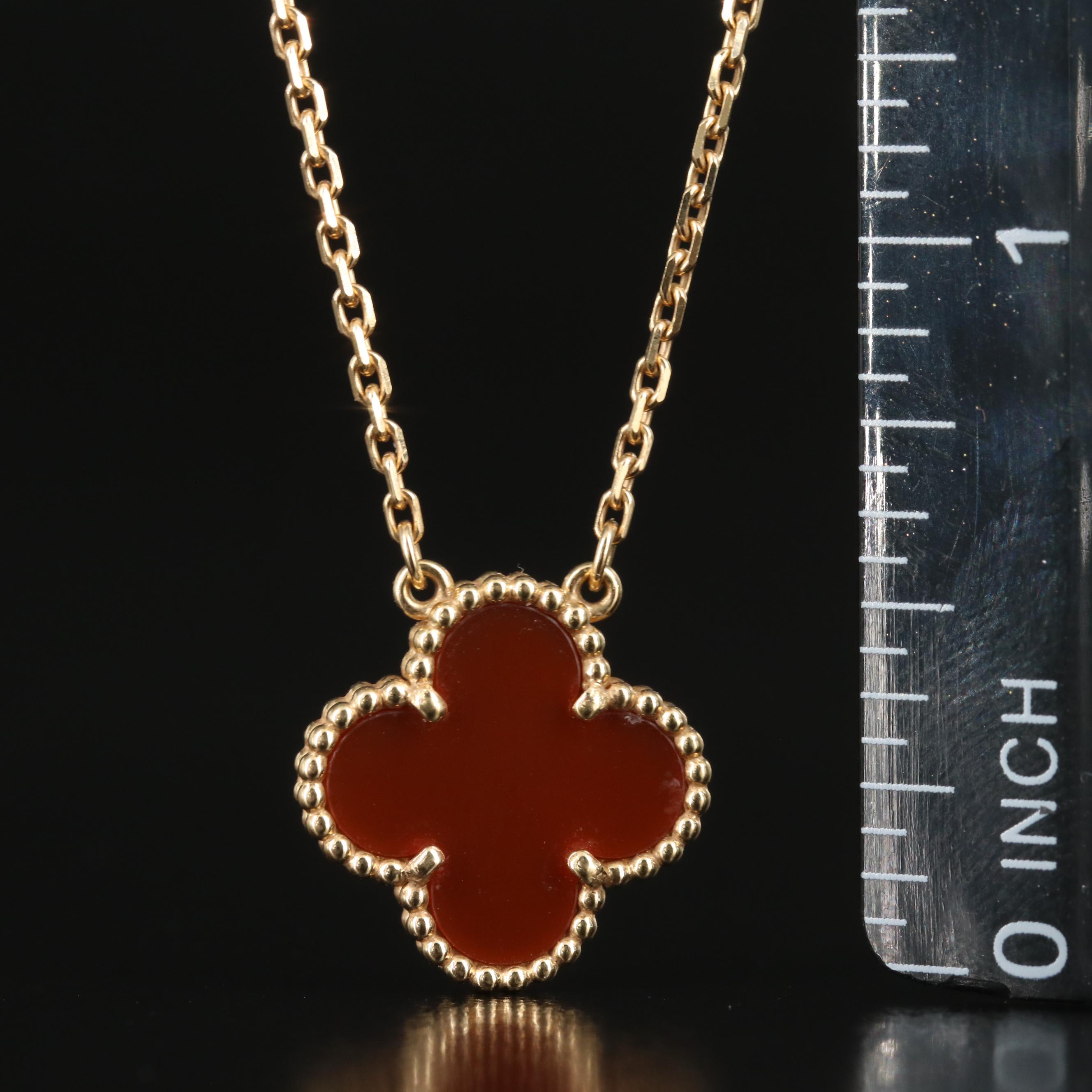 Van Cleef & Arpels Vintage Alhambra 18K Carnelian Necklace