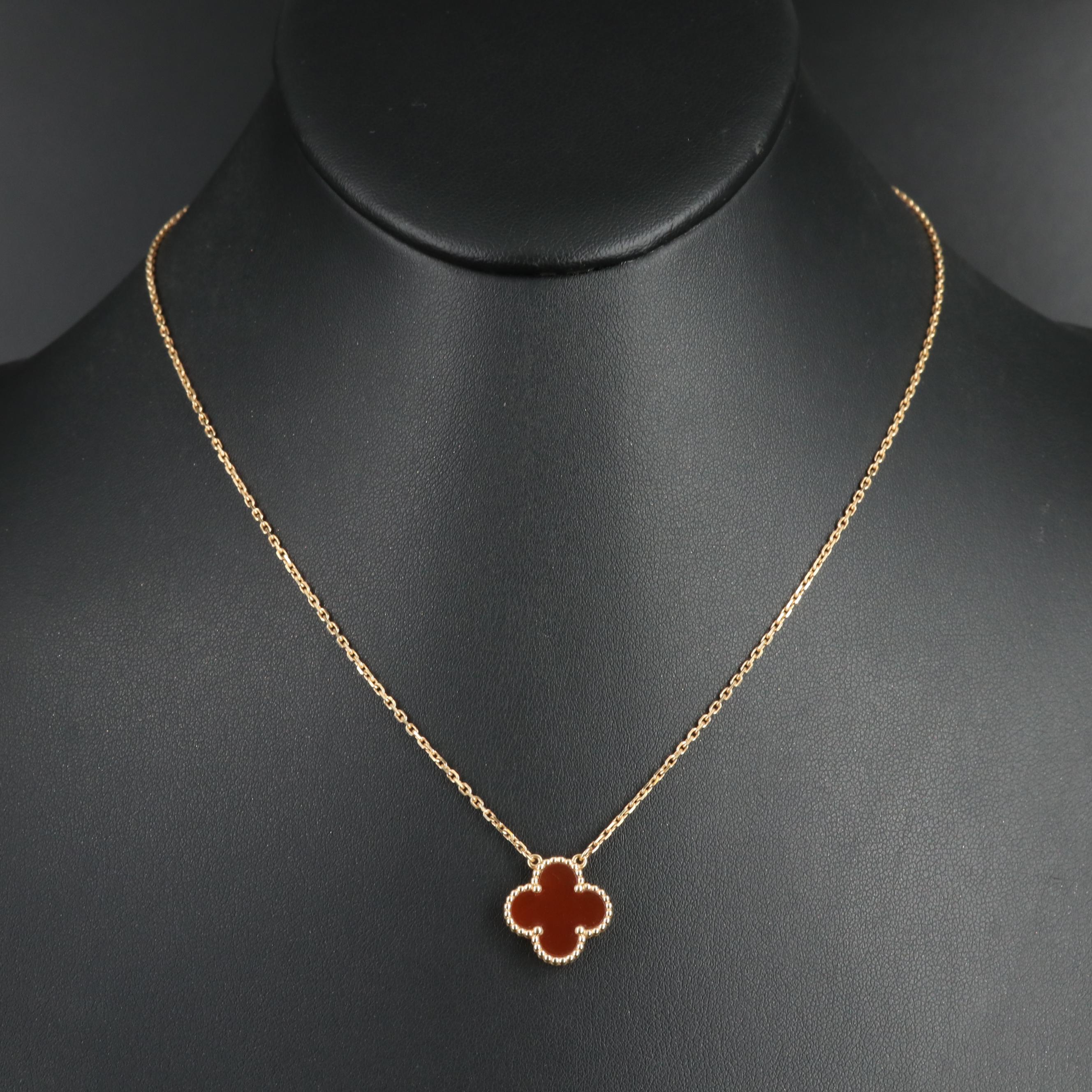 Van Cleef & Arpels Vintage Alhambra 18K Carnelian Necklace
