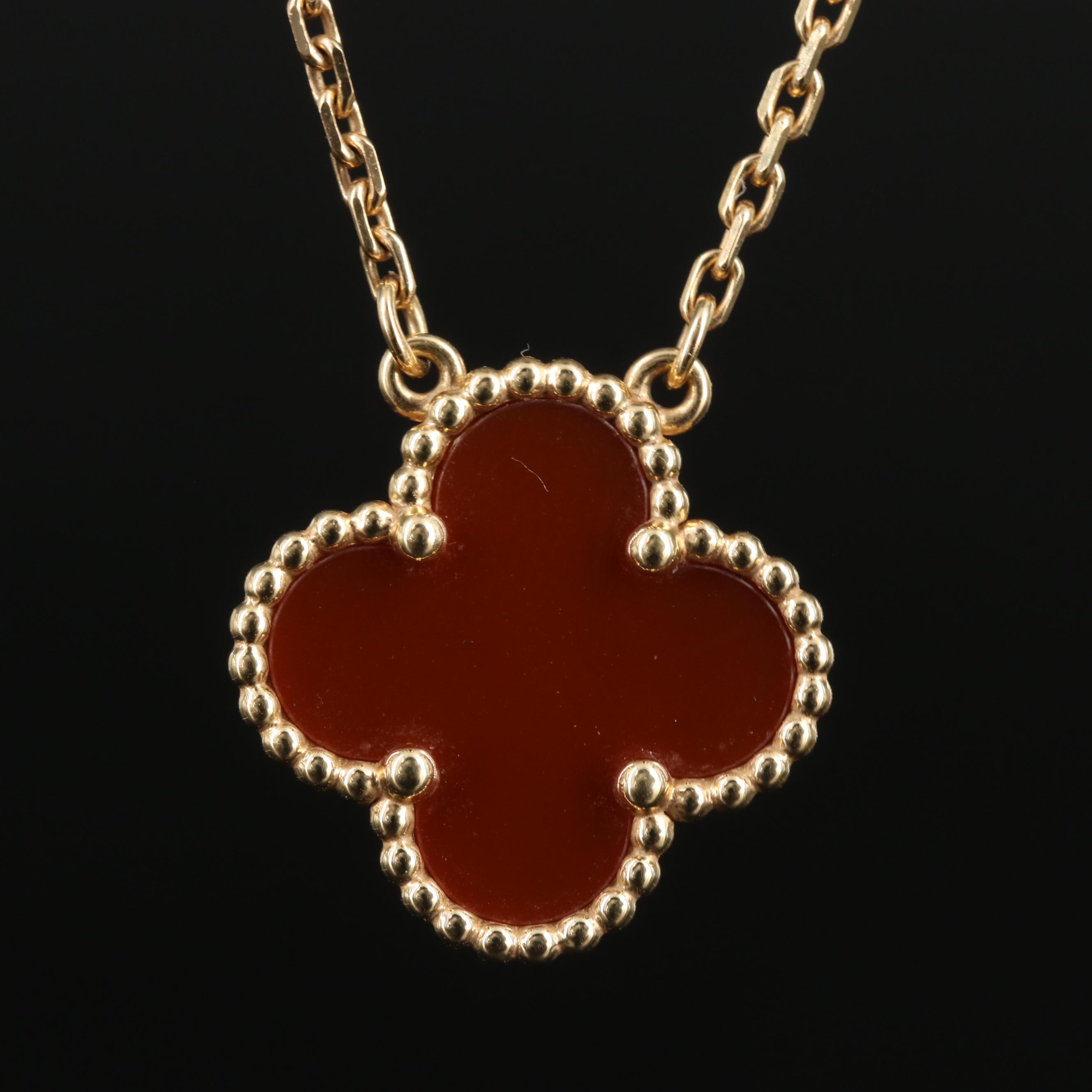Van Cleef & Arpels Vintage Alhambra 18K Carnelian Necklace