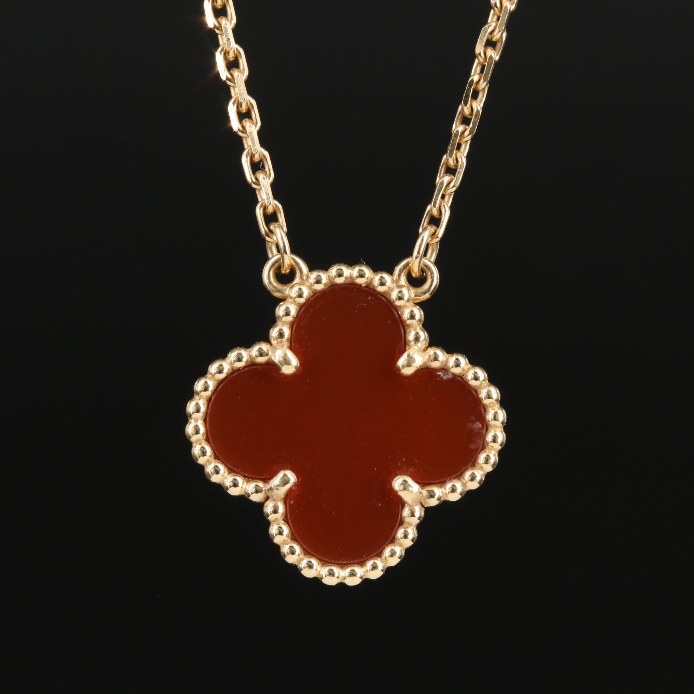 Van Cleef & Arpels Vintage Alhambra 18K Carnelian Necklace