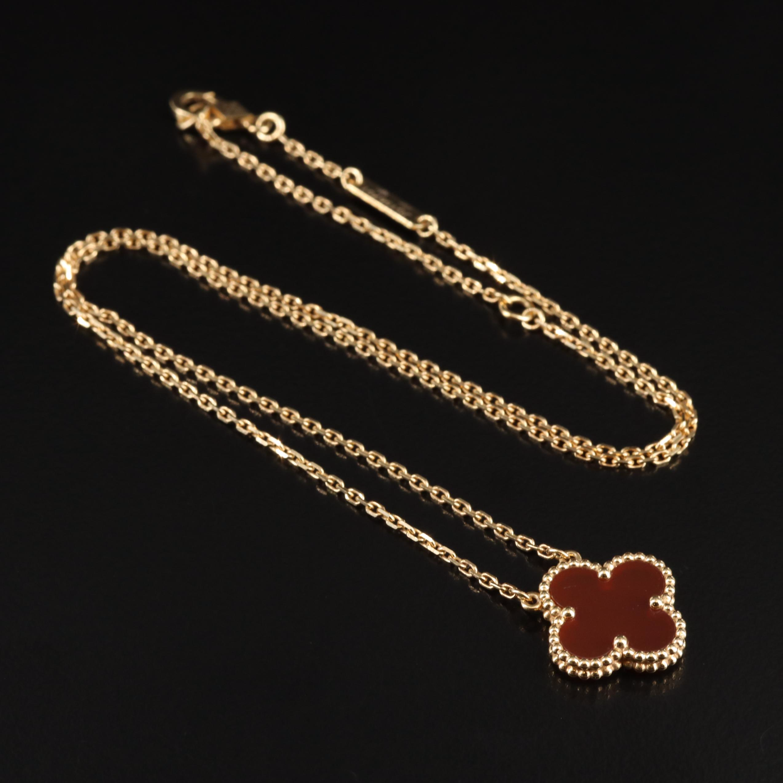 Van Cleef & Arpels Vintage Alhambra 18K Carnelian Necklace