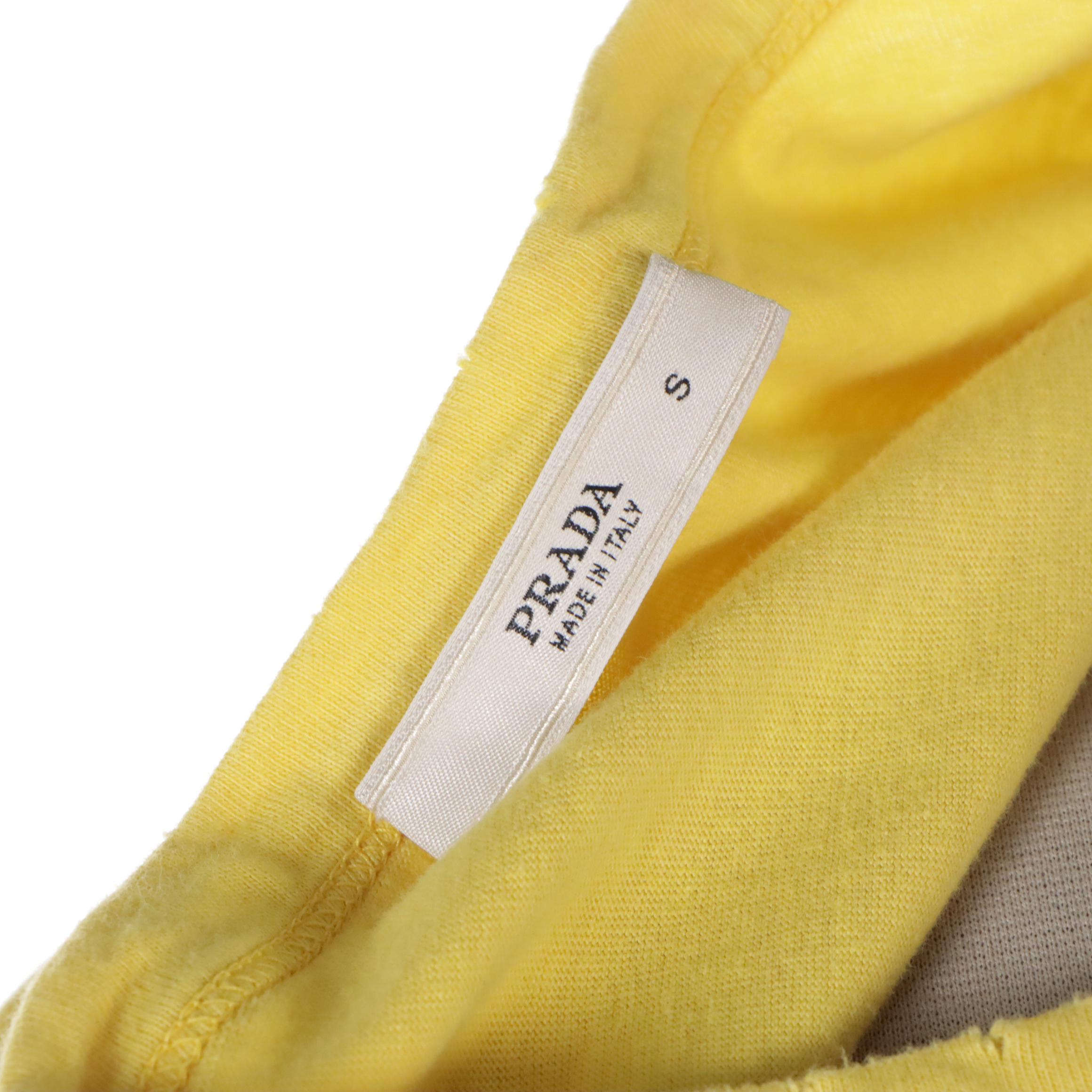Prada Short Sleeve V-Neck Tops in Yellow and Purple Cotton