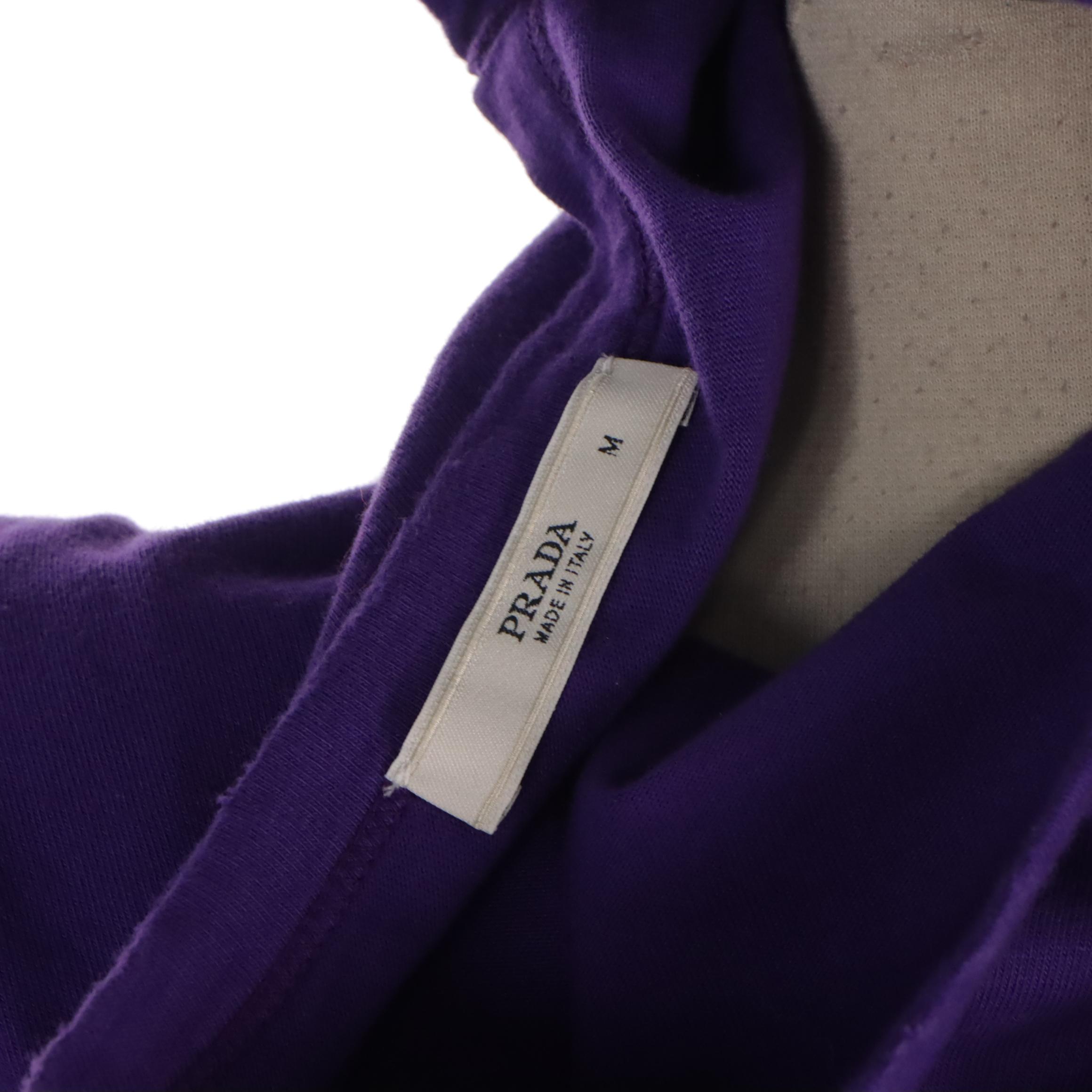 Prada Short Sleeve V-Neck Tops in Yellow and Purple Cotton