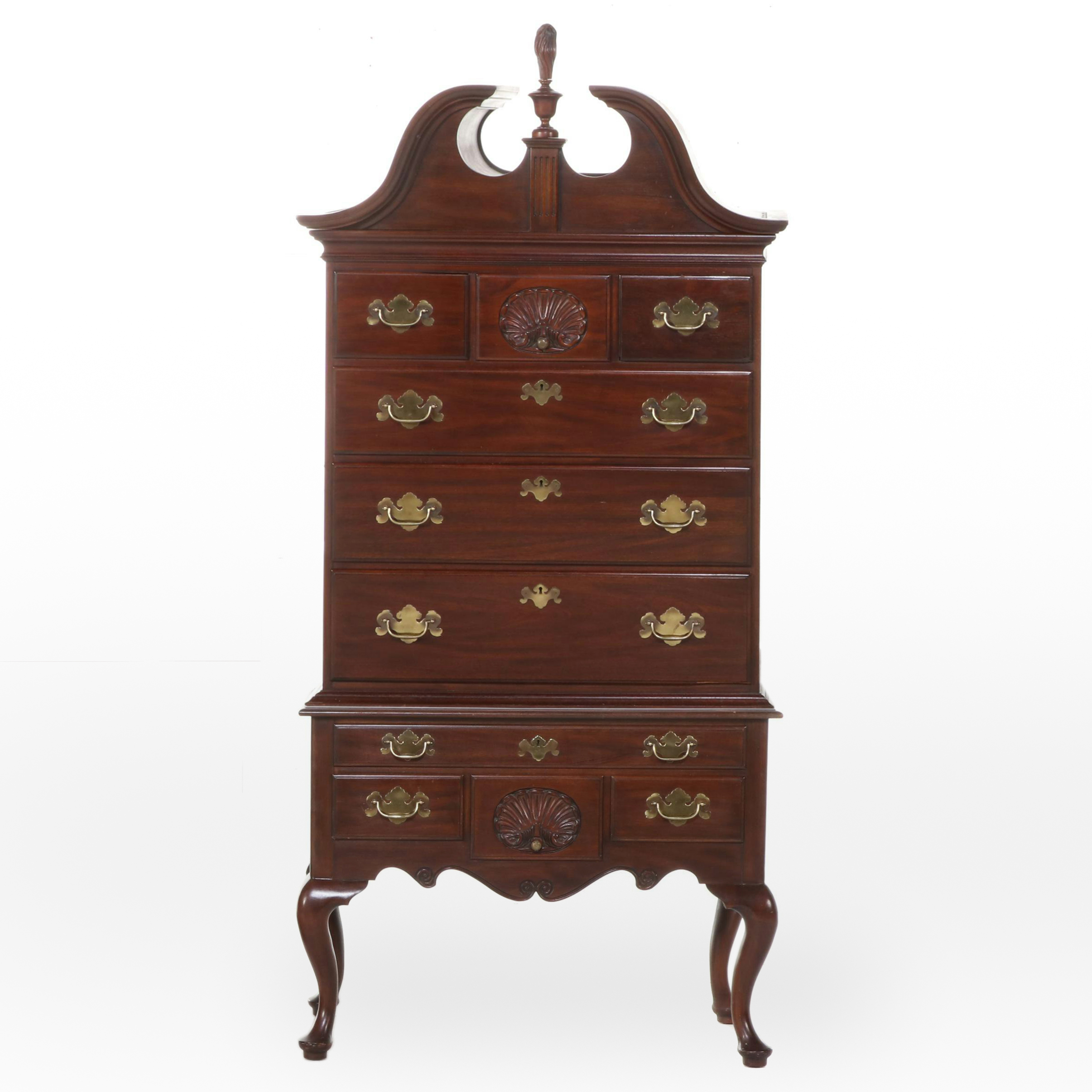 Virginia Galleries by Henkel-Harris Mahogany Highboy, Mid to Late 20th Century