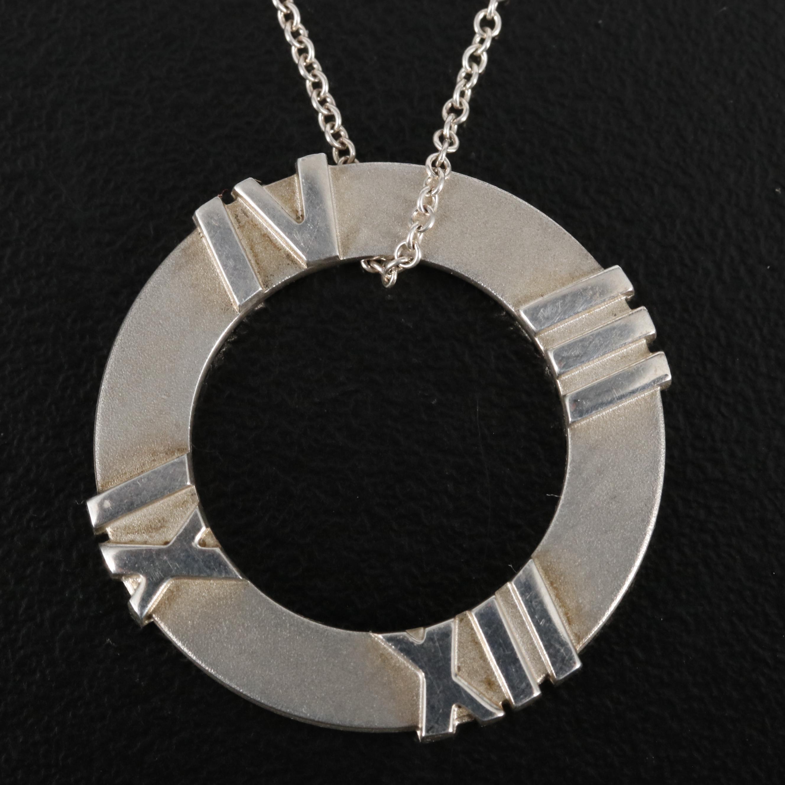 Tiffany & Co. Atlas Sterling Circle Pendant Necklace