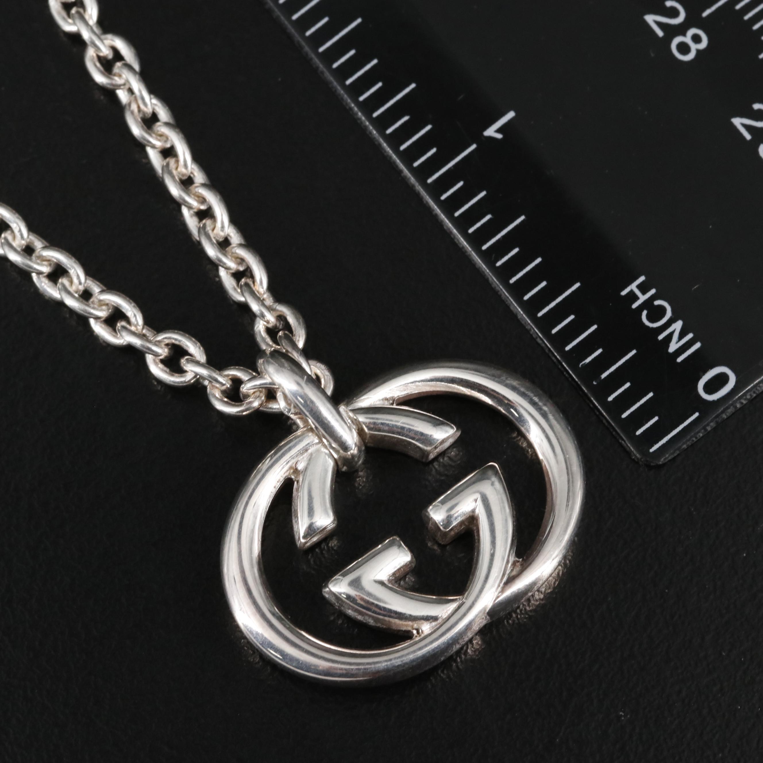 Gucci Sterling Interlocking GG Pendant Necklace