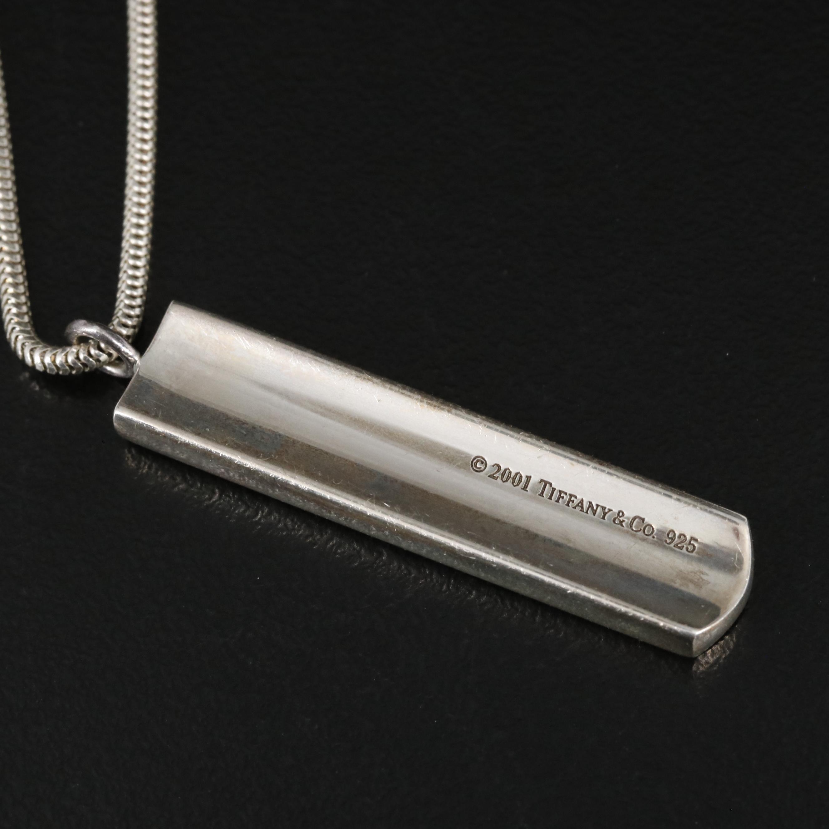 Tiffany & Co. 1837 Sterling Bar Pendant Necklace