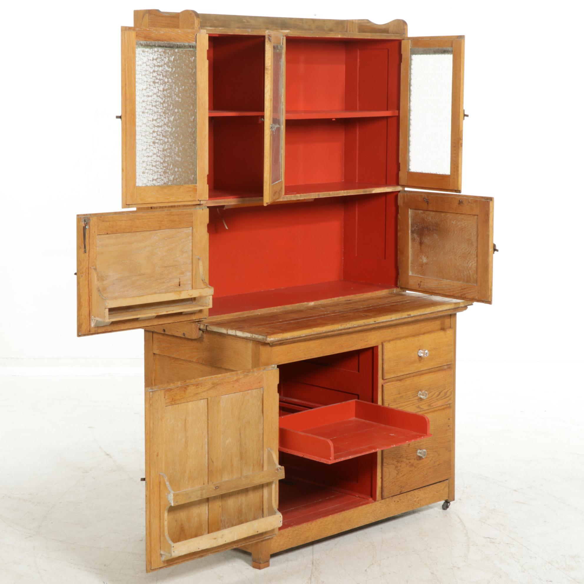 Mixed Wood Kitchen Cabinet, Early to Mid 20th Century