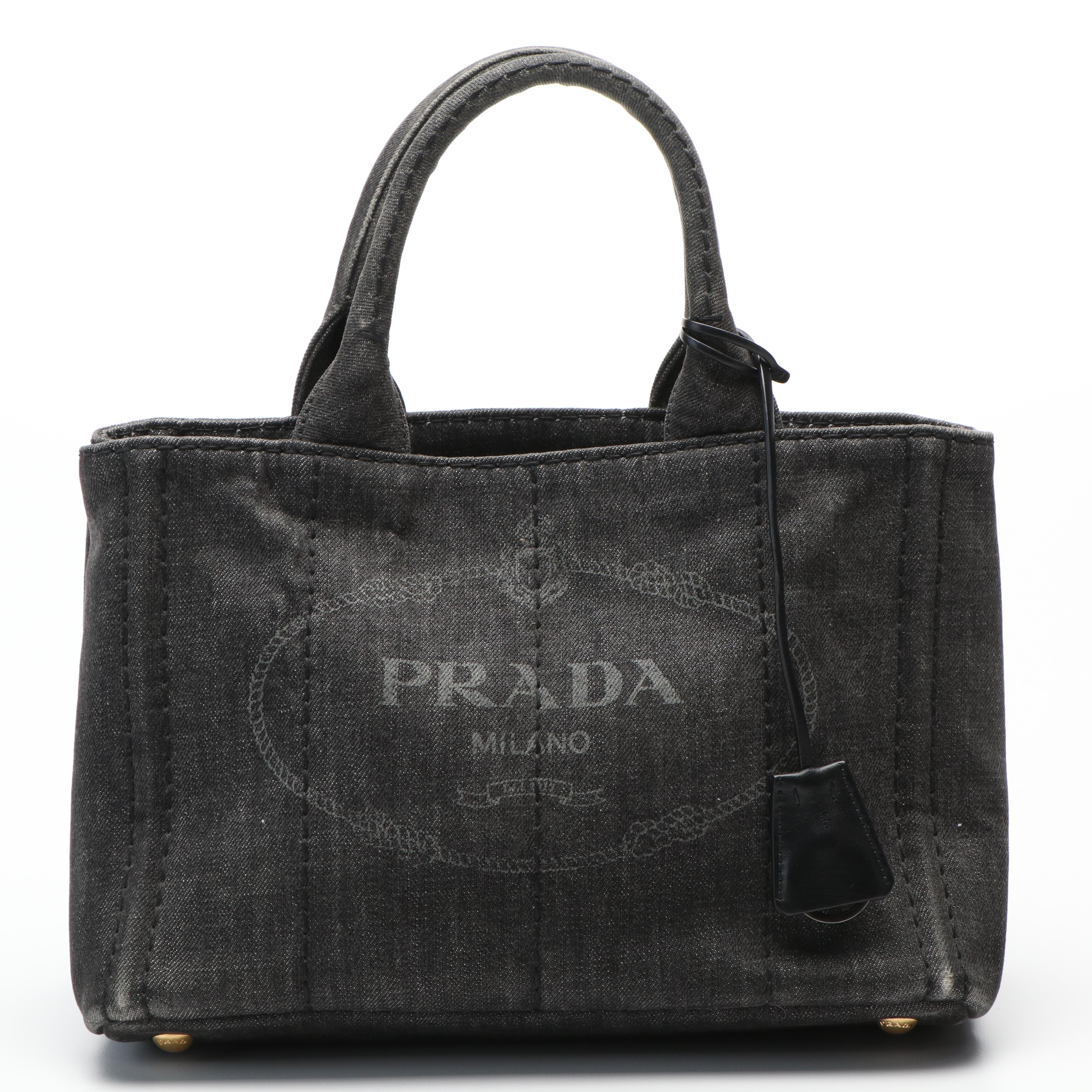 Prada Canapa Logo Denim Tote Bag